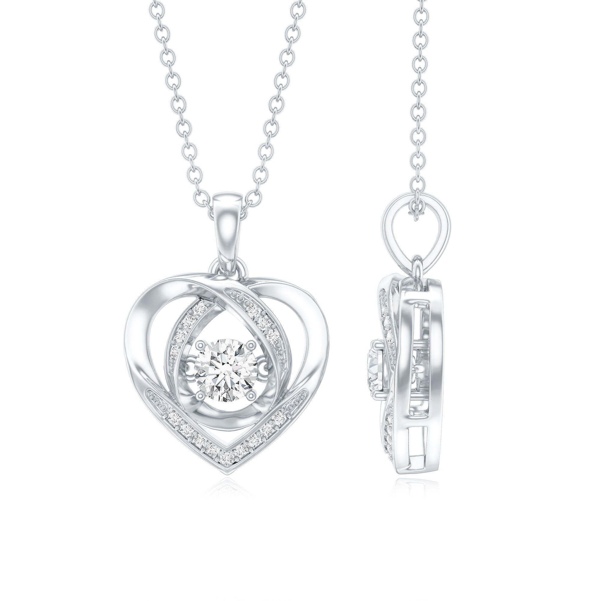 Certified Lab Grown Diamond Heart Pendant Necklace Lab - ( EF-VS ) - Rosec Jewels