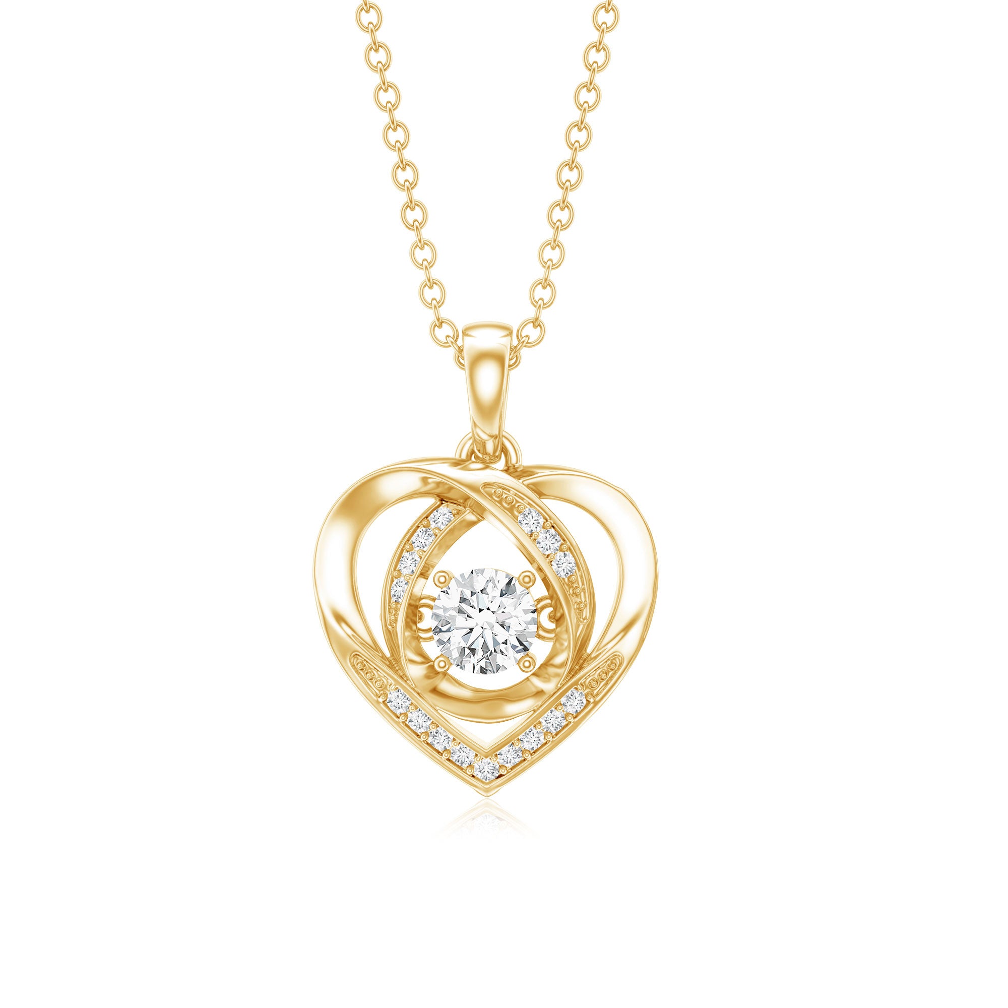 Certified Lab Grown Diamond Heart Pendant Necklace Lab - ( EF-VS ) - Rosec Jewels