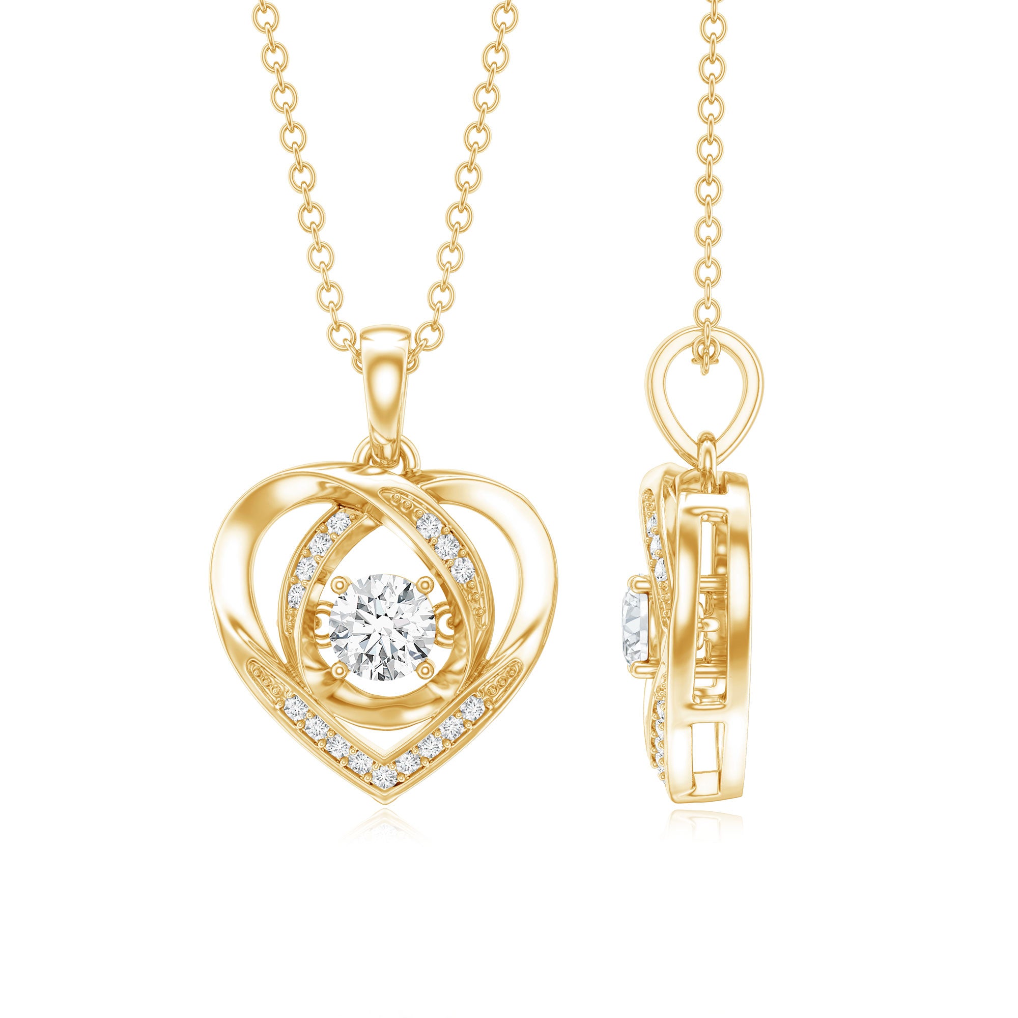 Certified Lab Grown Diamond Heart Pendant Necklace Lab - ( EF-VS ) - Rosec Jewels