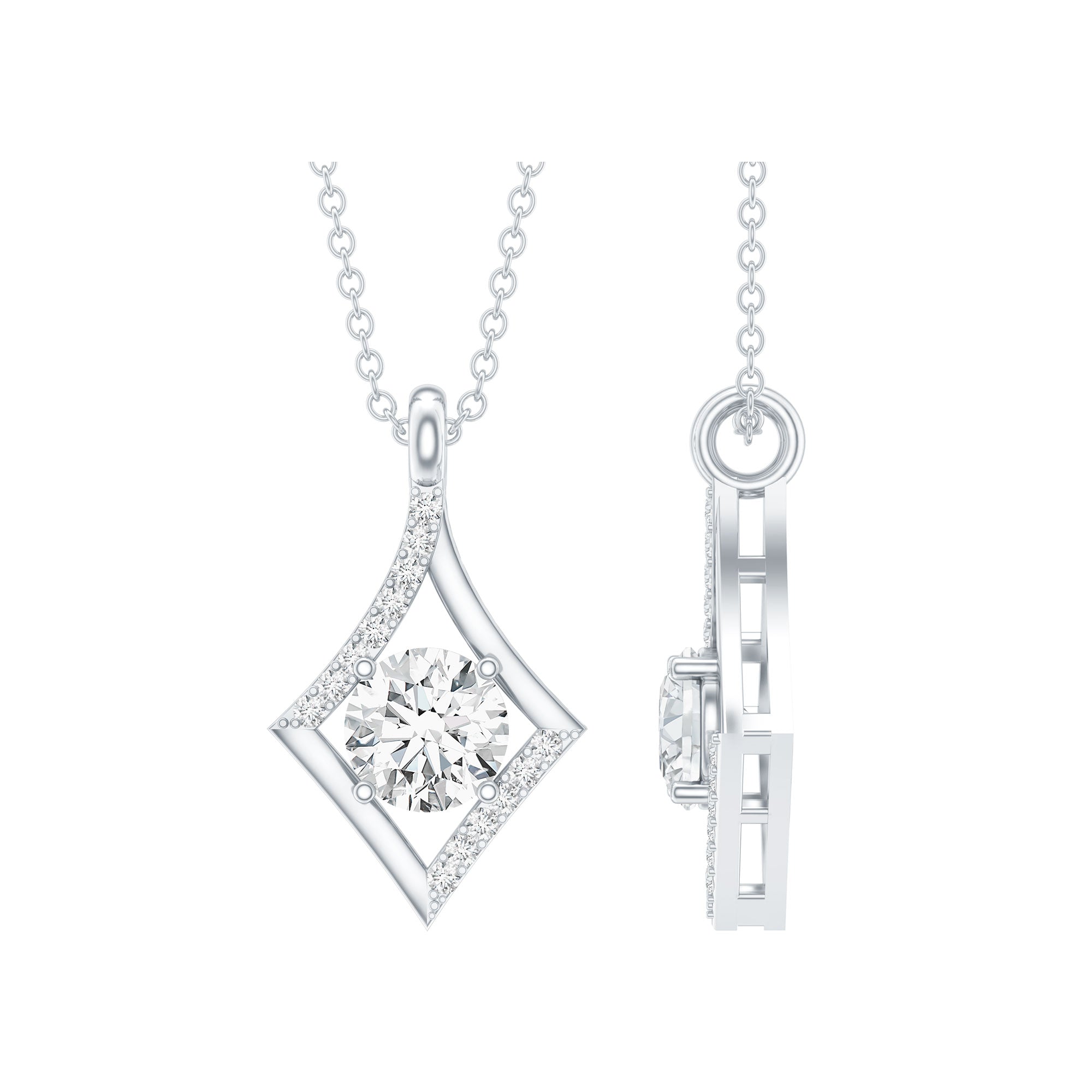 Certified Lab Grown Diamond Geometric Pendant Necklace