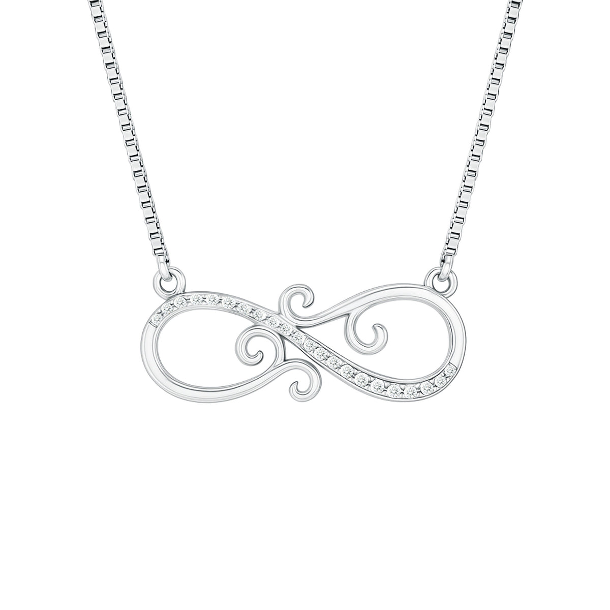 Rosec Jewels-Vintage Style CZ Diamond Infinity Necklace in Sterling Silver