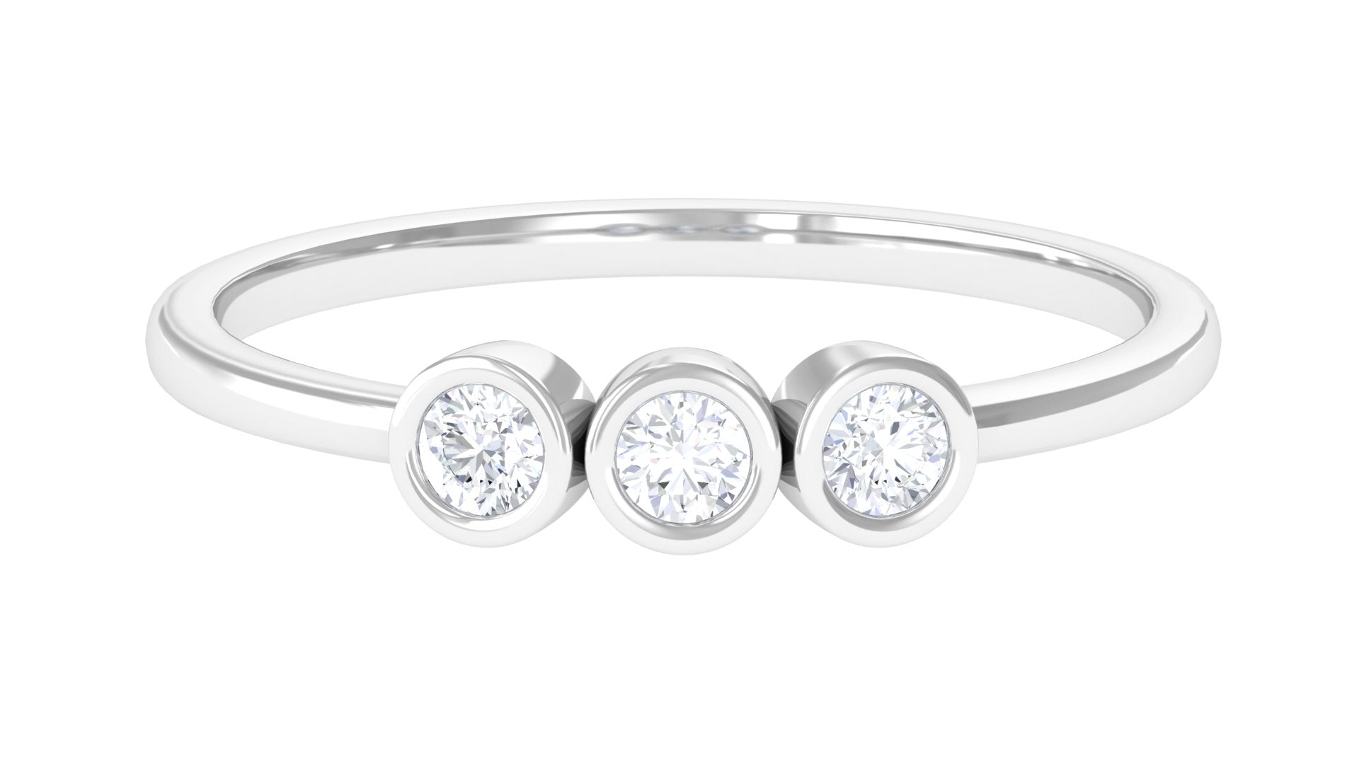 1/4 CT Round Diamond Three Stone Promise Ring in Gold