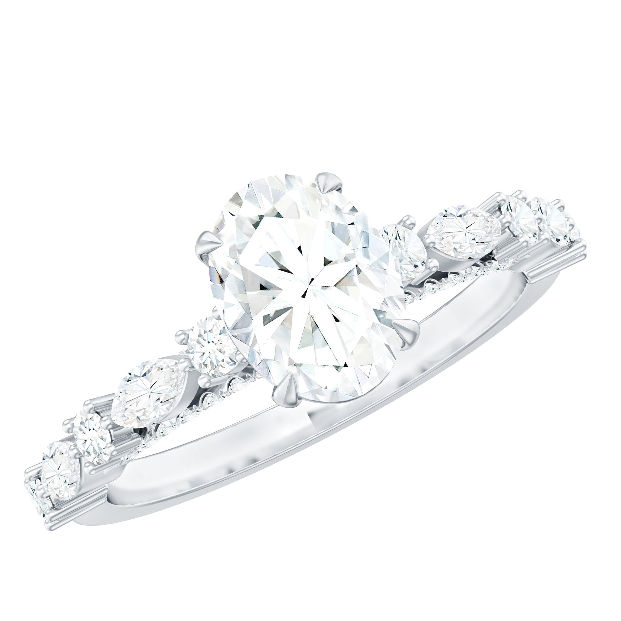 Oval Moissanite Solitaire Engagement Ring in Claw Setting