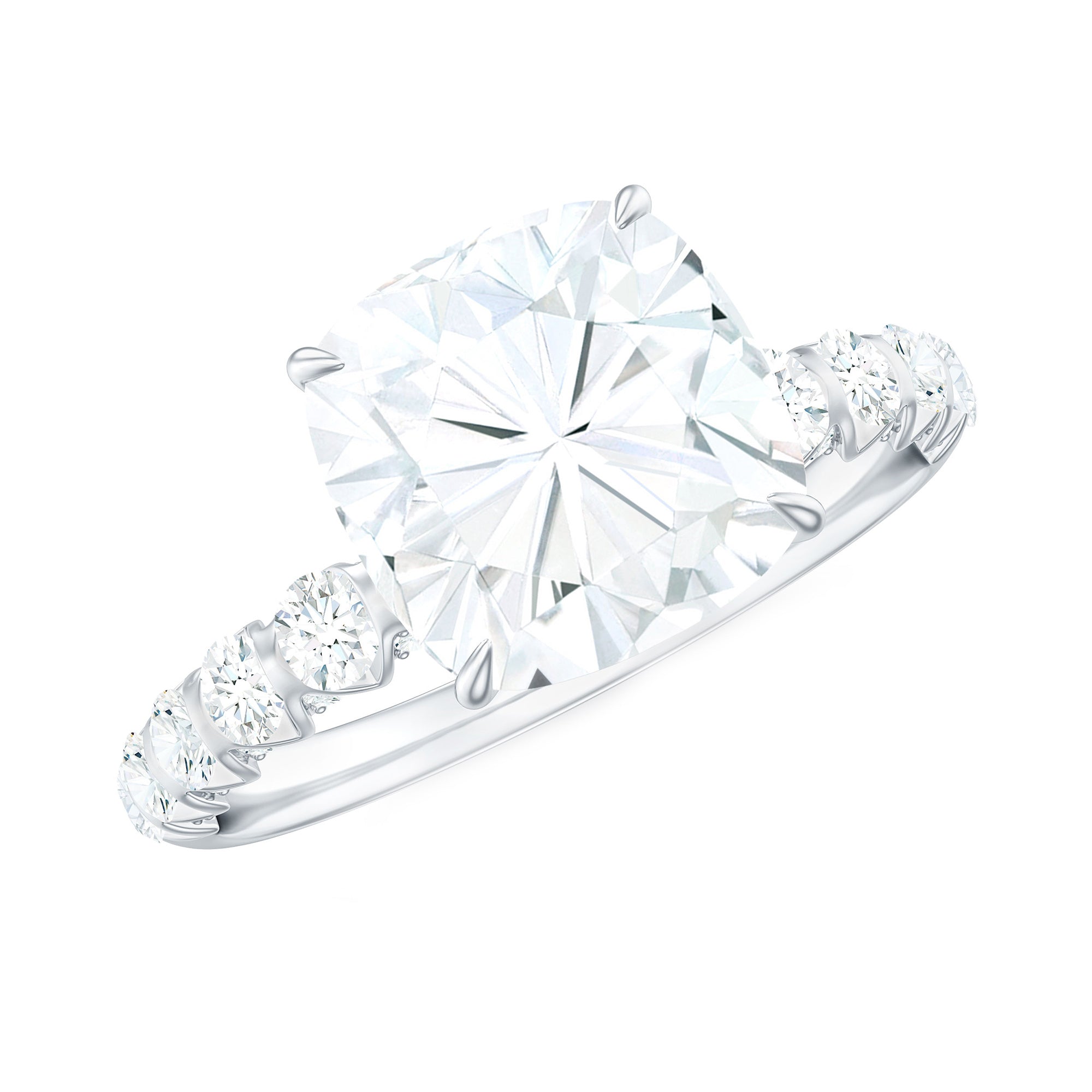 Cushion Cut Moissanite Solitaire Engagement Ring for Women