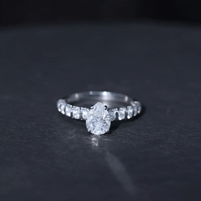 Rosec Jewels-Pear Shaped Moissanite Solitaire Engagement Ring