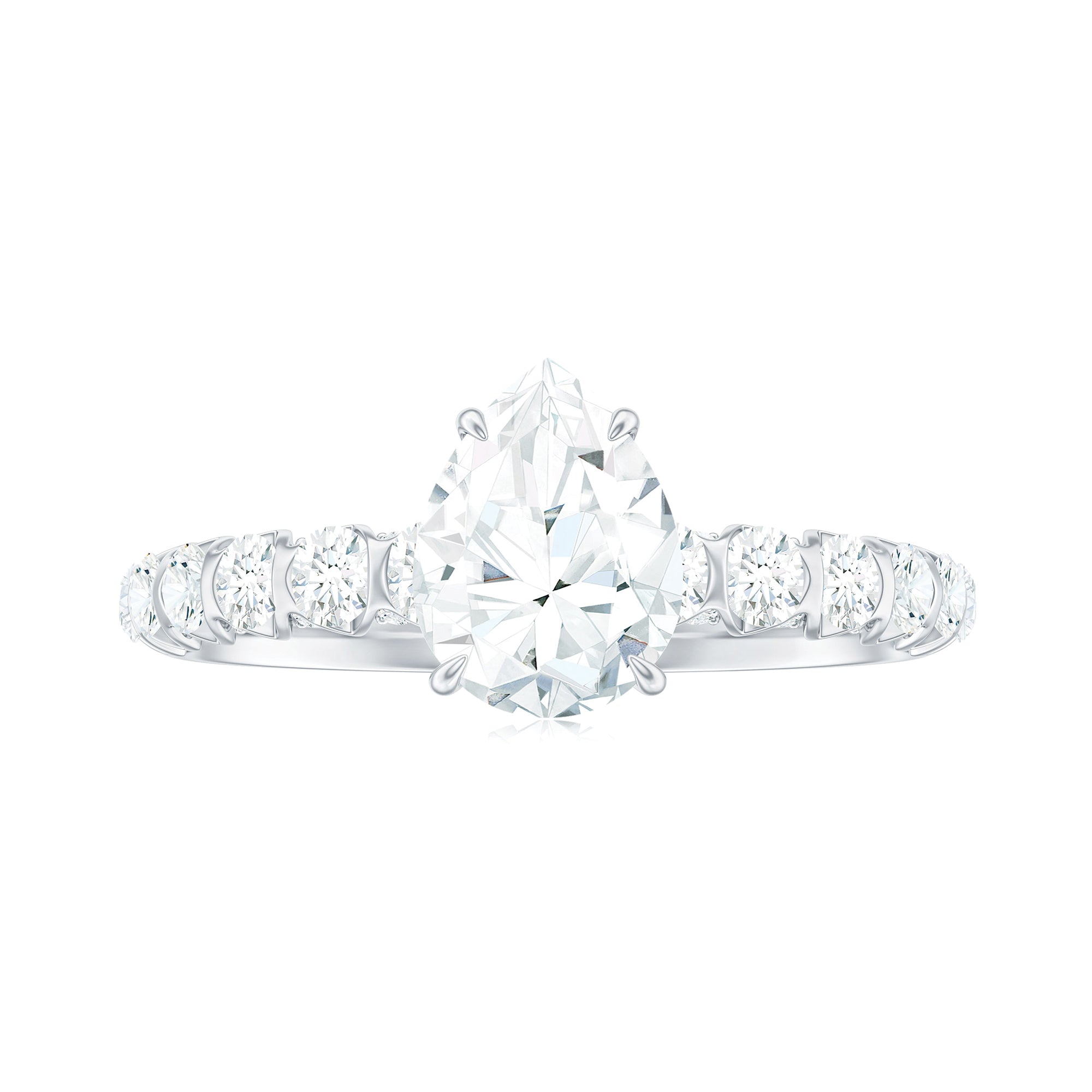 Rosec Jewels-Pear Shaped Moissanite Solitaire Engagement Ring