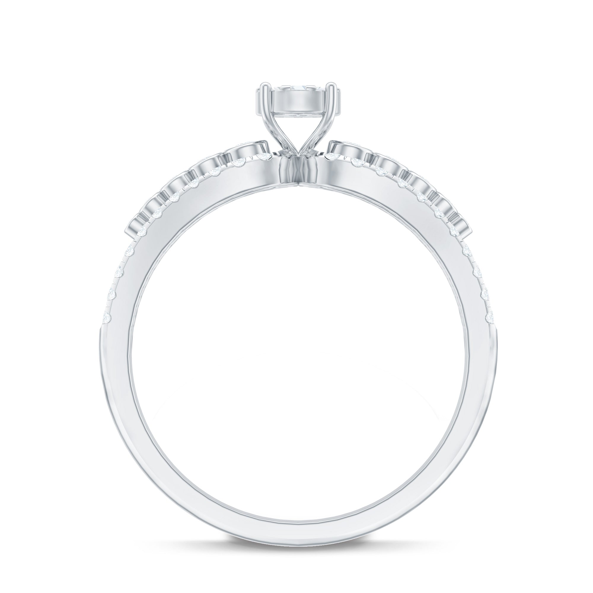 Diamond Designer Engagement Ring with Side Stones Natural - ( HI-SI ) - Rosec Jewels