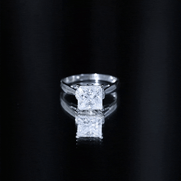 Princess Cut Certified Moissanite Solitaire Engagement Ring D-VS1 - Rosec Jewels