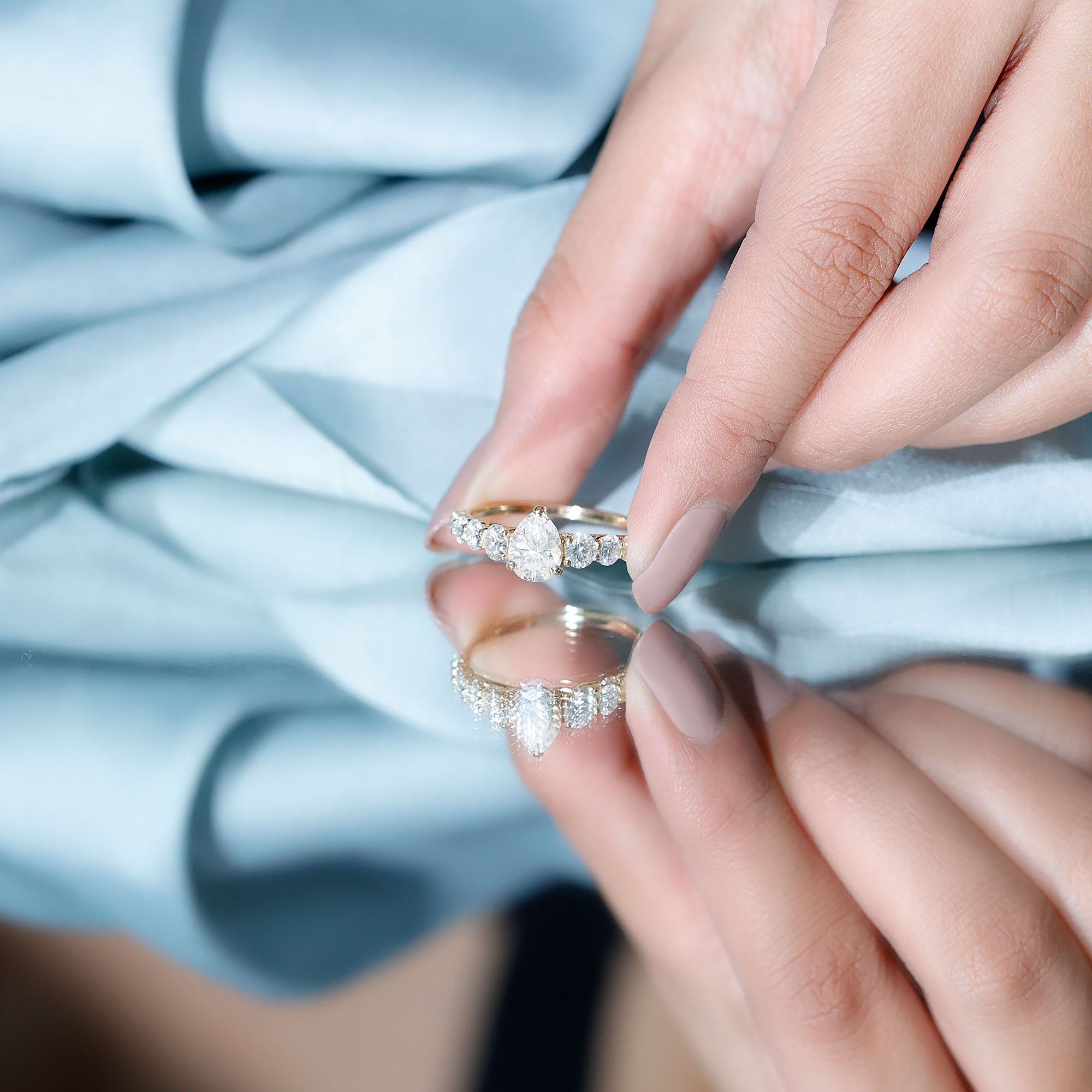 Rosec Jewels-Perfect Pear Engagement Ring with Moissanite