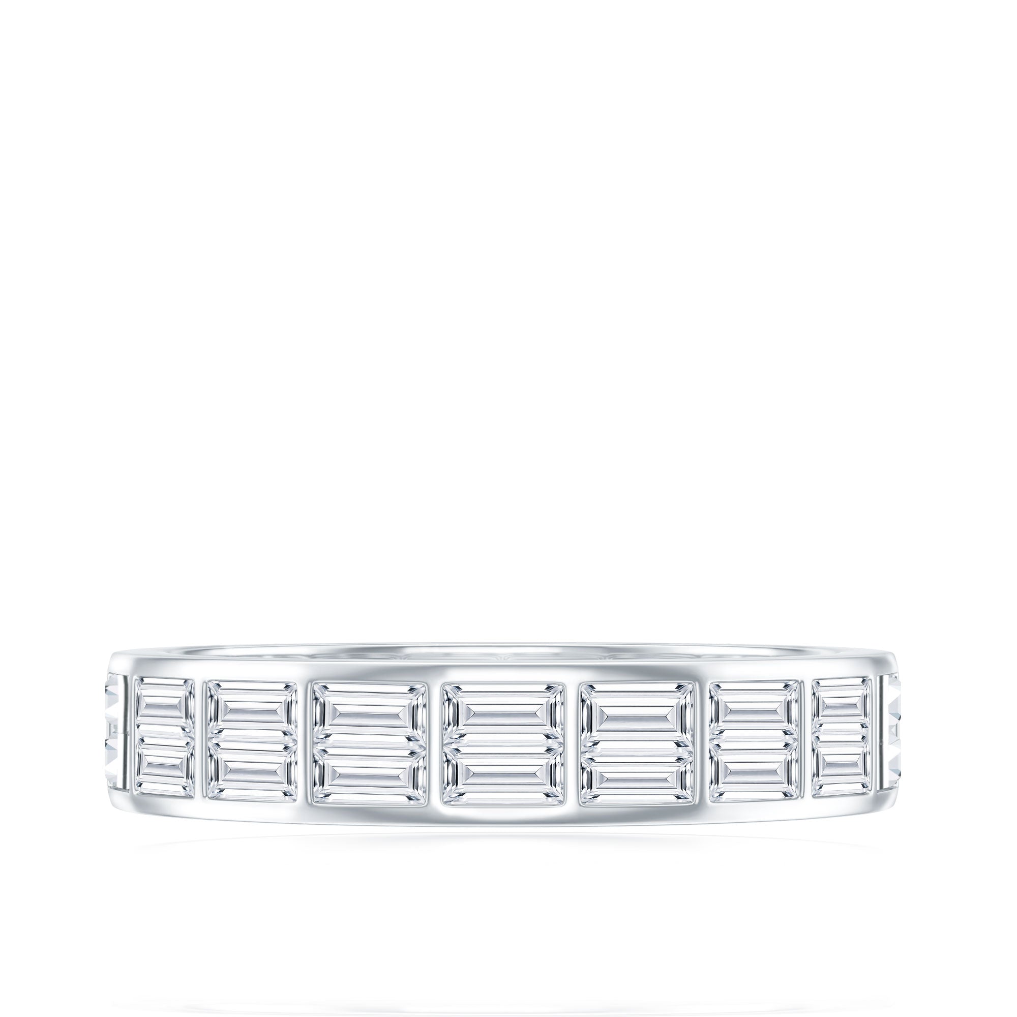 Baguette Cut Certified Moissanite Two Row Eternity Band D-VS1 - Rosec Jewels