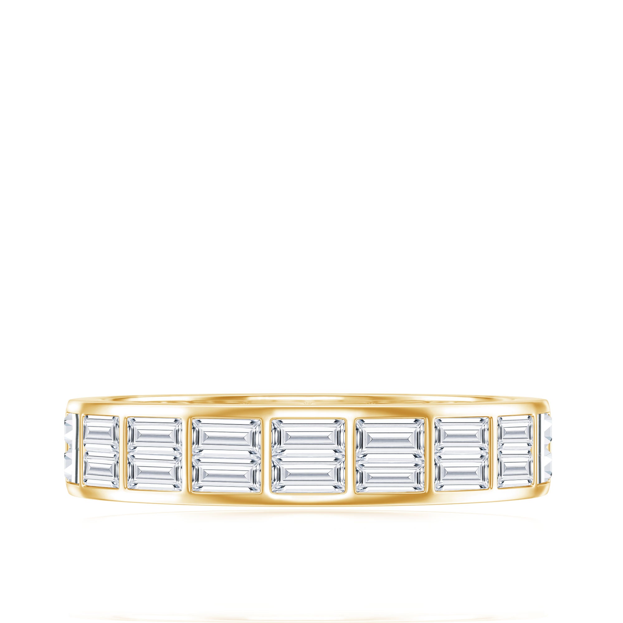 Baguette Cut Certified Moissanite Two Row Eternity Band D-VS1 - Rosec Jewels