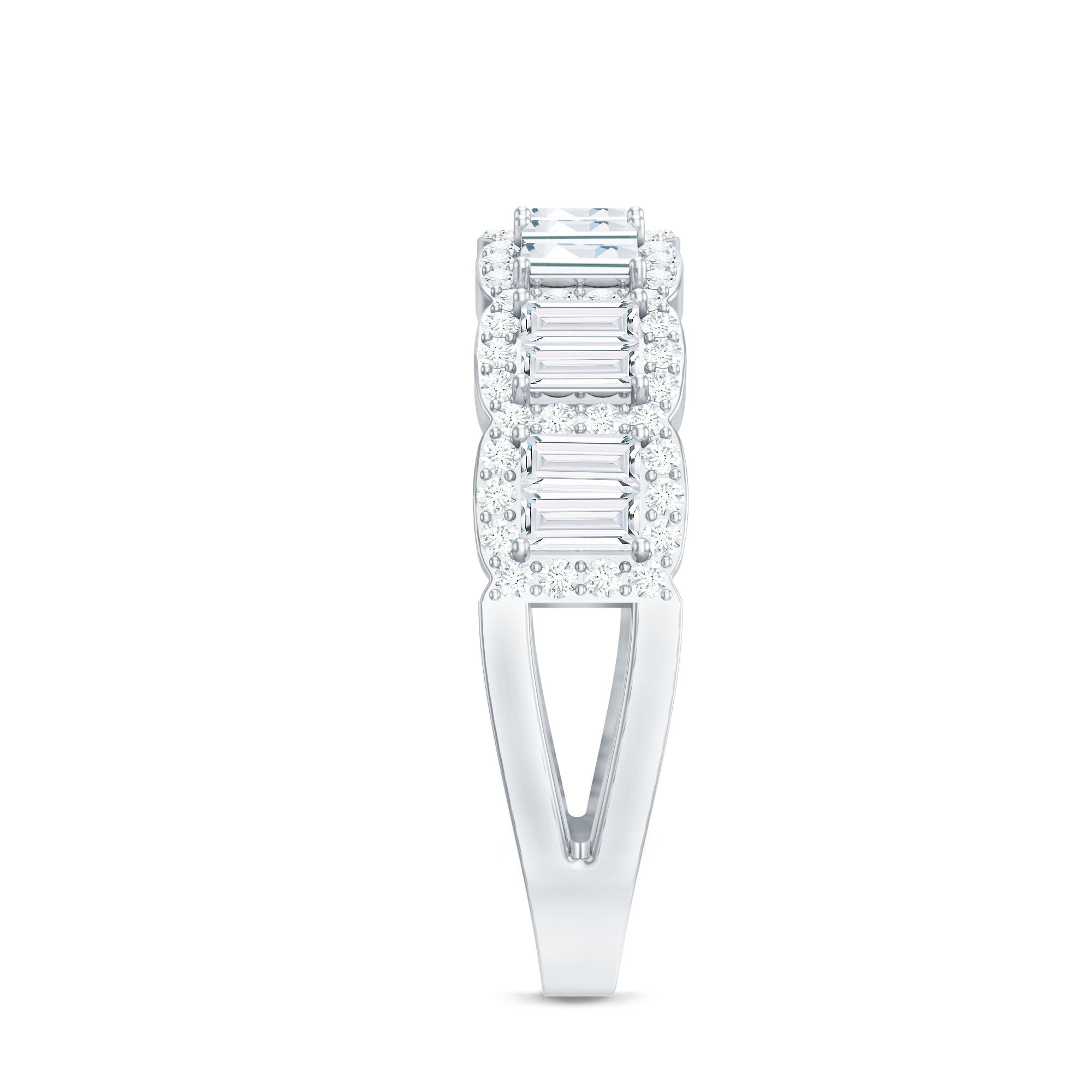 Designer Baguette Moissanite Half Eternity Band Ring D-VS1 - Rosec Jewels