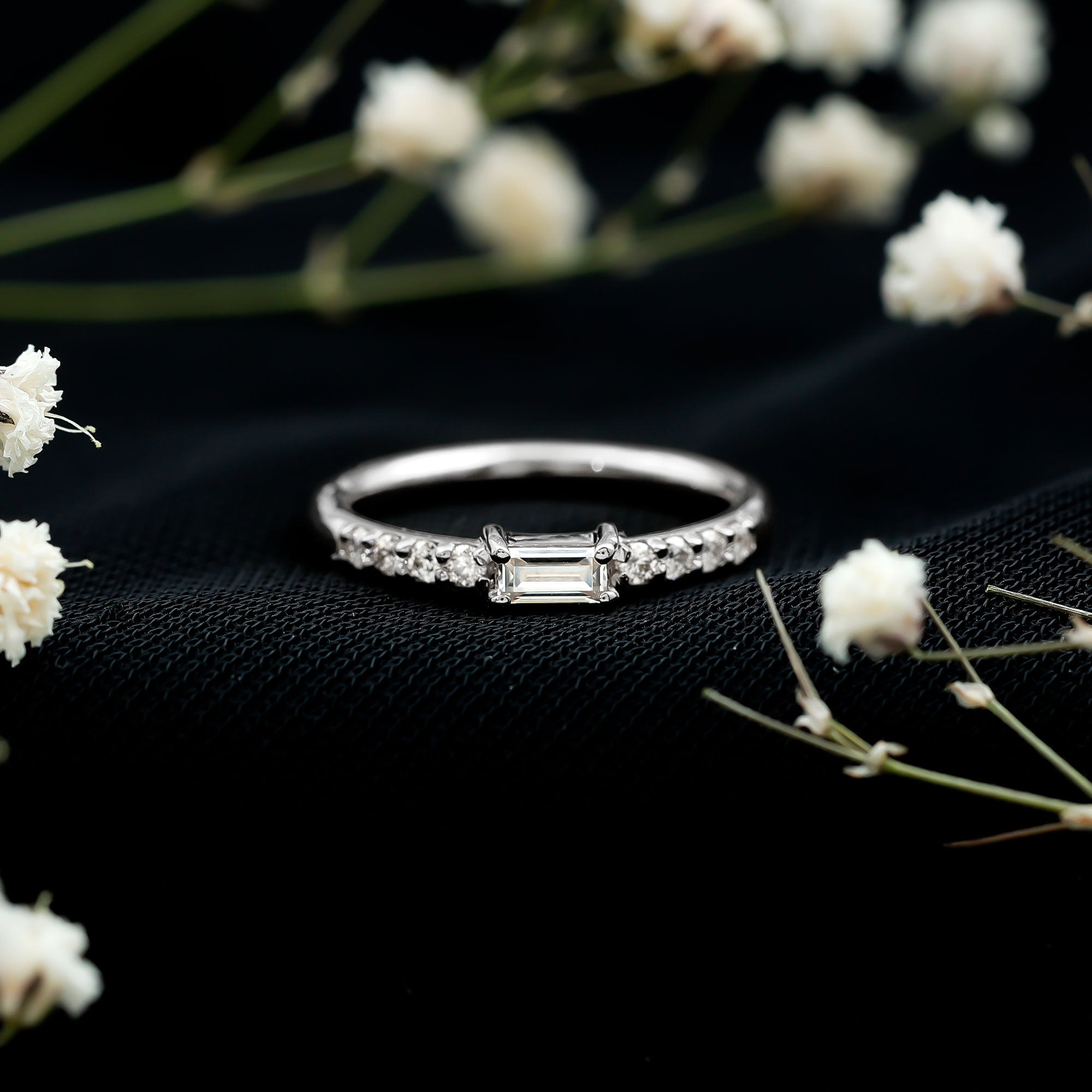 Moissanite Minimalist Stackable Promise Ring D-VS1 - Rosec Jewels