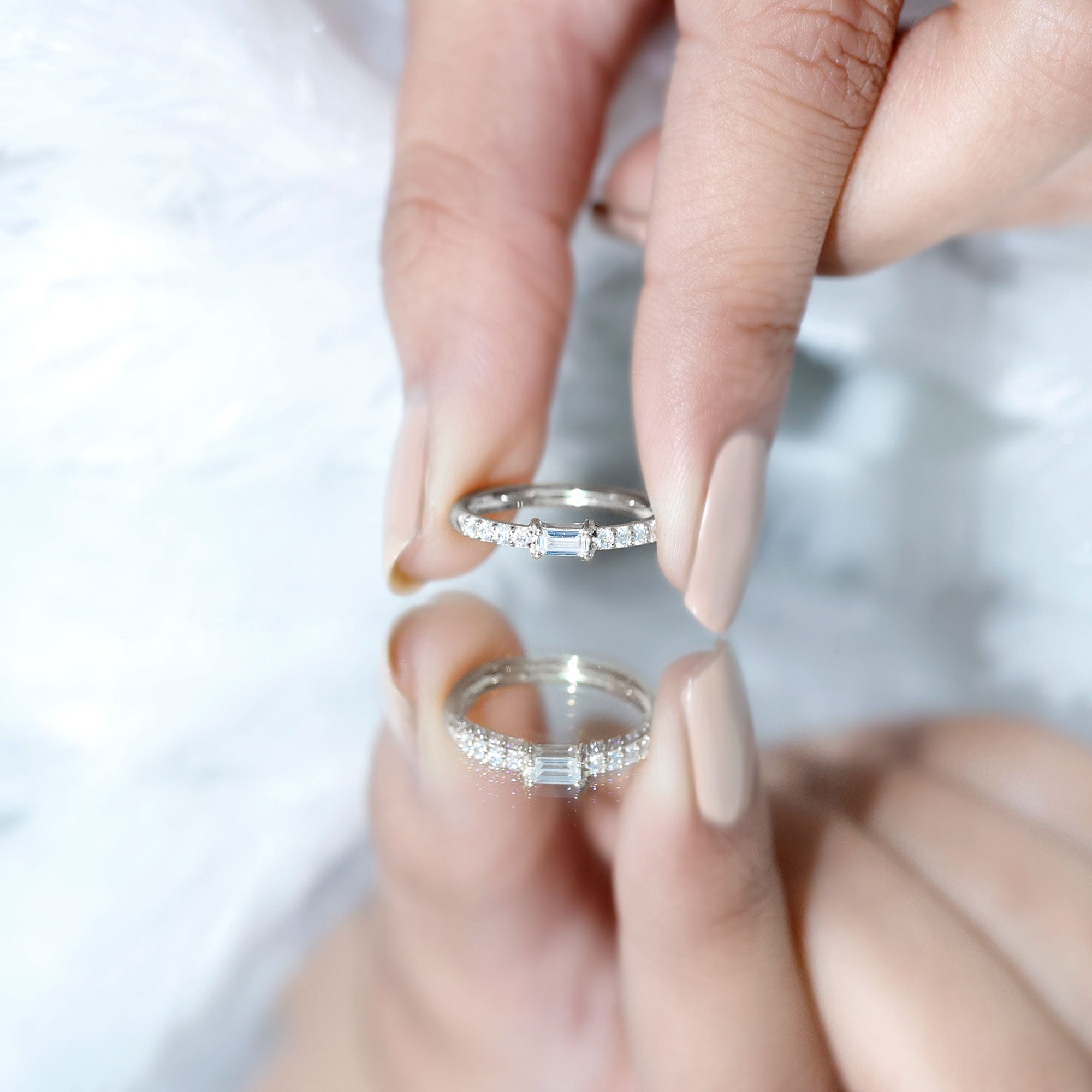 Moissanite Minimalist Stackable Promise Ring D-VS1 - Rosec Jewels