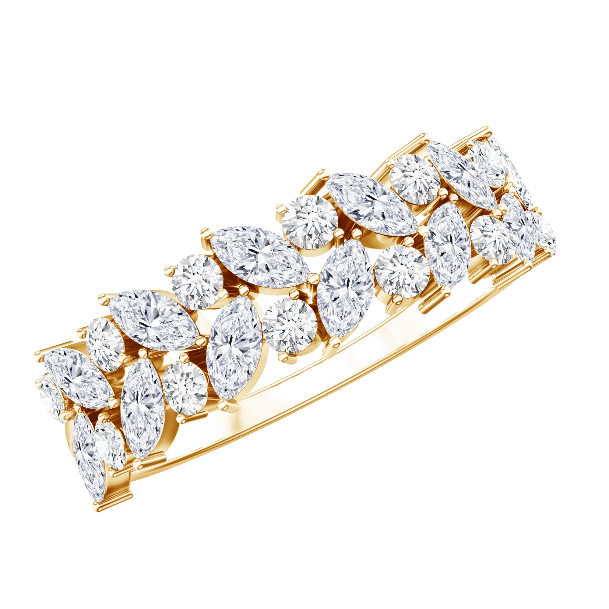 Certified Moissanite Cluster Eternity Band D-VS1 - Rosec Jewels