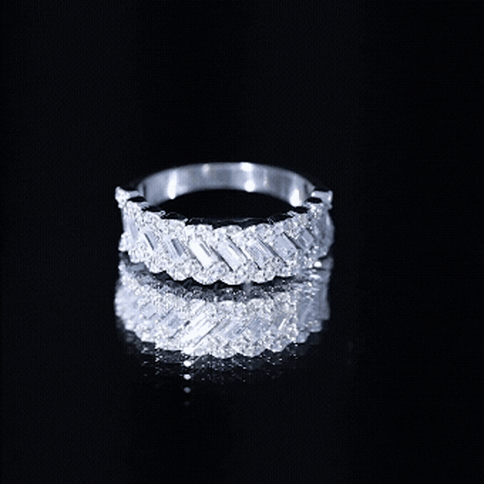 Certified Moissanite Braided Half Eternity Band Ring D-VS1 - Rosec Jewels
