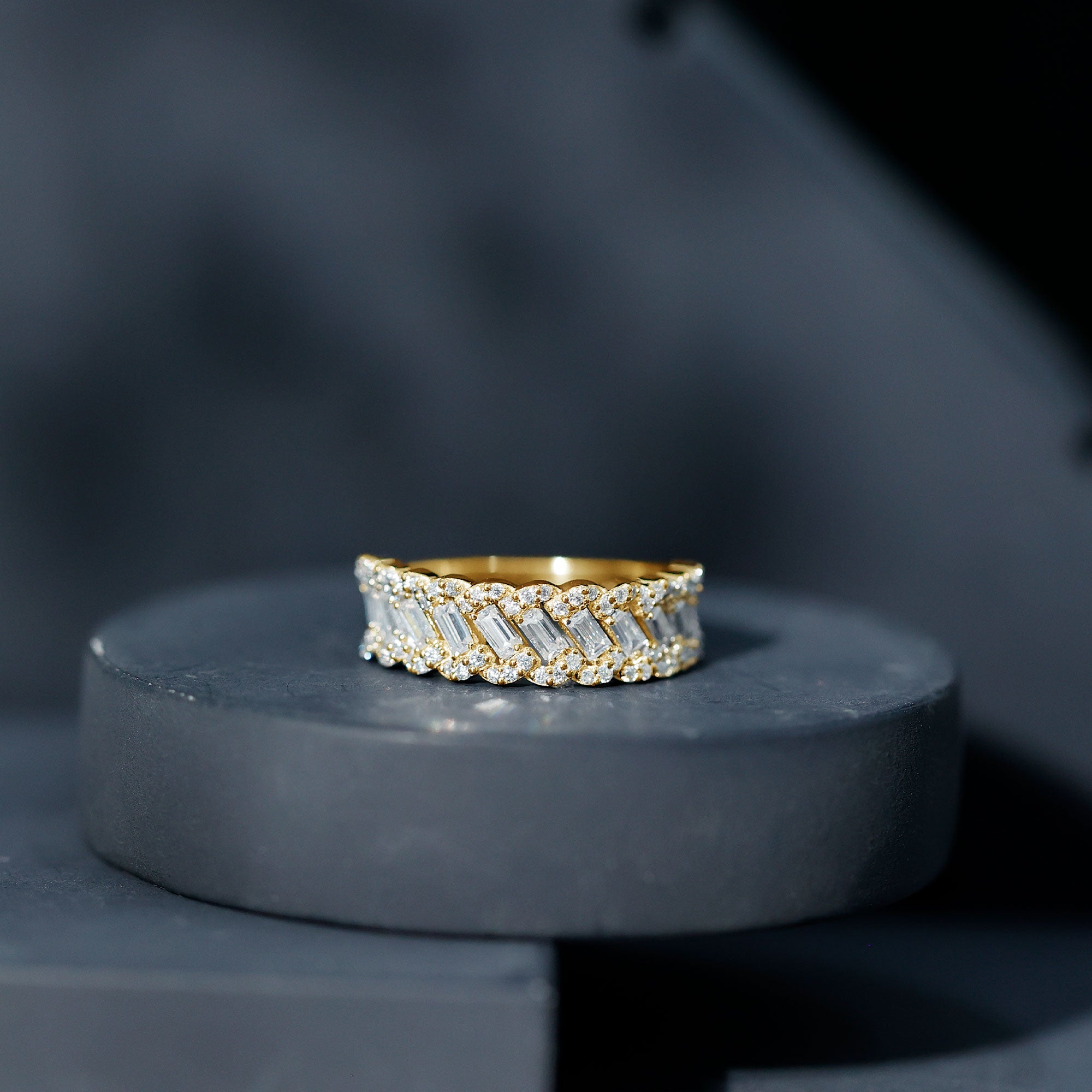 Certified Moissanite Braided Half Eternity Band Ring D-VS1 - Rosec Jewels