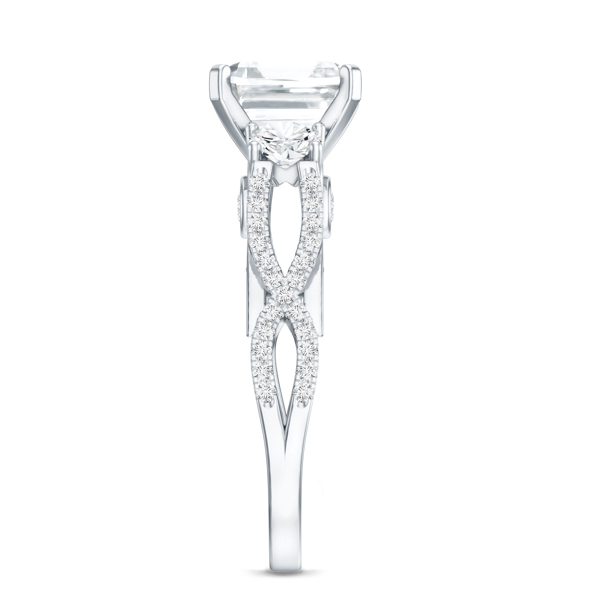 Asscher Cut Certified Moissanite Vintage Looking Engagement Ring D-VS1 - Rosec Jewels