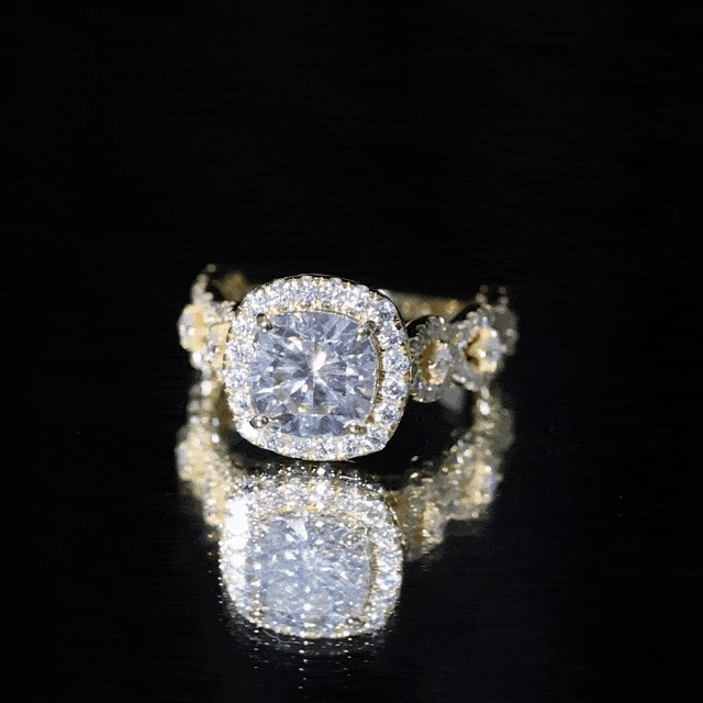 8 MM Cushion Cut Moissanite Vintage Inspired Engagement Ring D-VS1 - Rosec Jewels