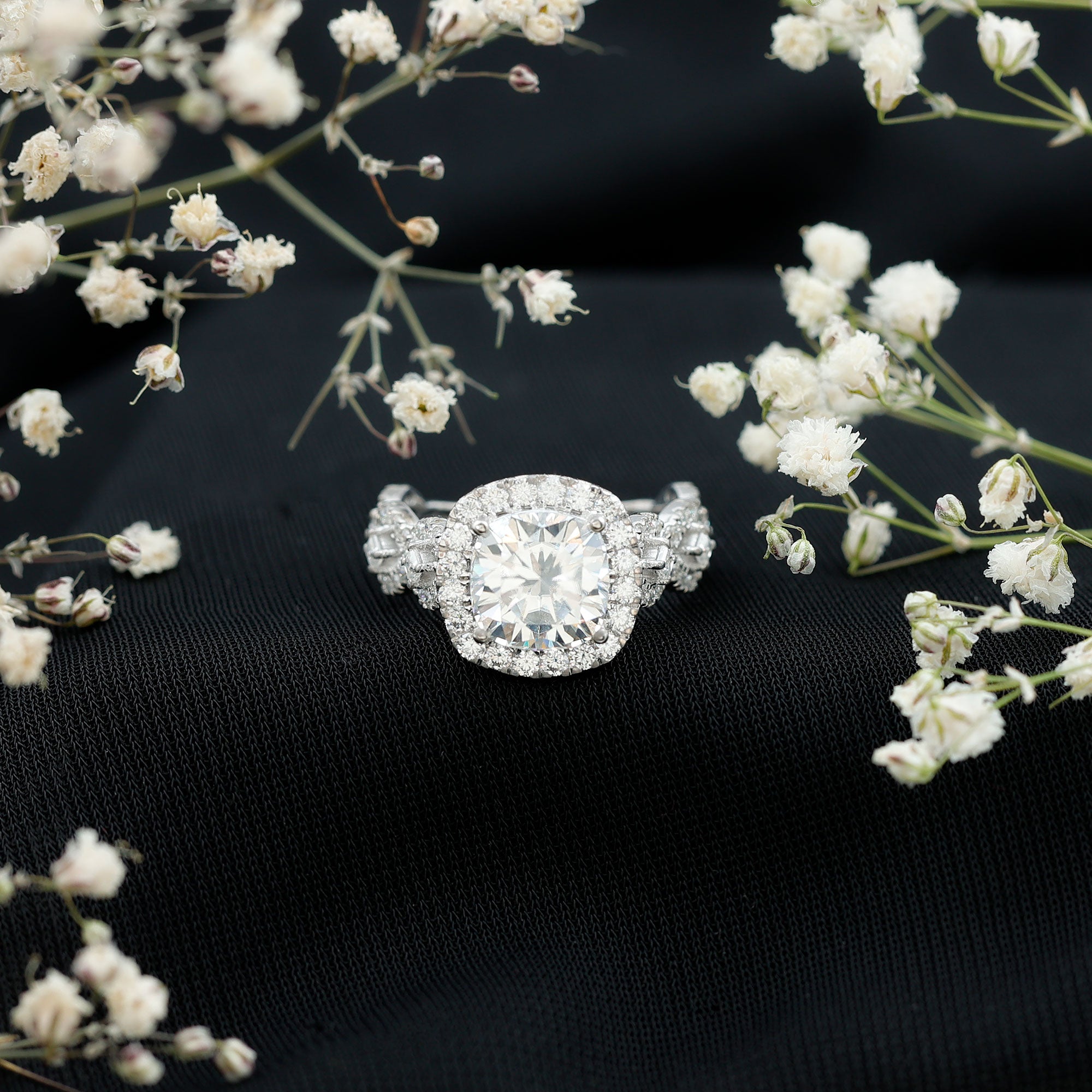 8 MM Cushion Cut Moissanite Vintage Inspired Engagement Ring D-VS1 - Rosec Jewels