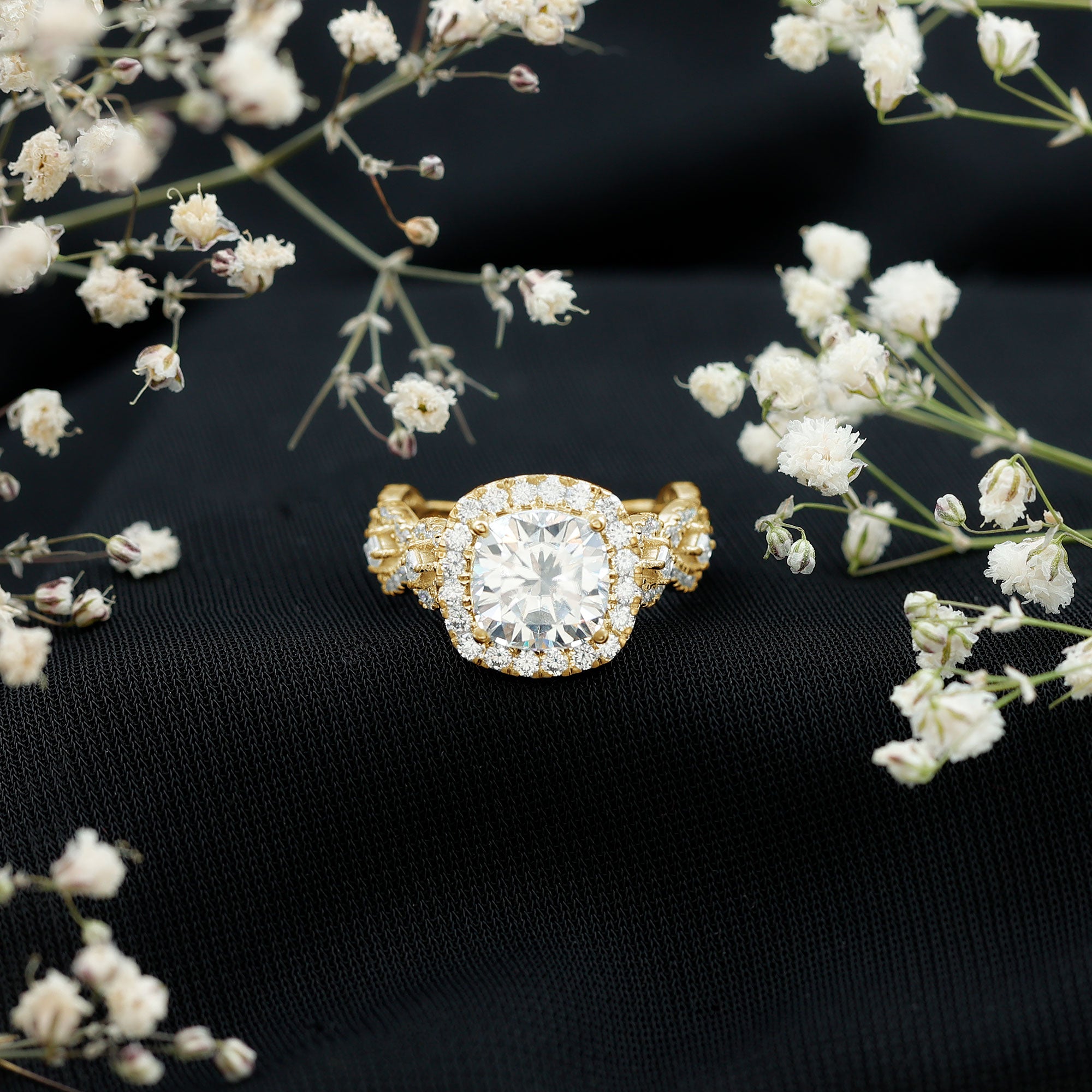 8 MM Cushion Cut Moissanite Vintage Inspired Engagement Ring D-VS1 - Rosec Jewels