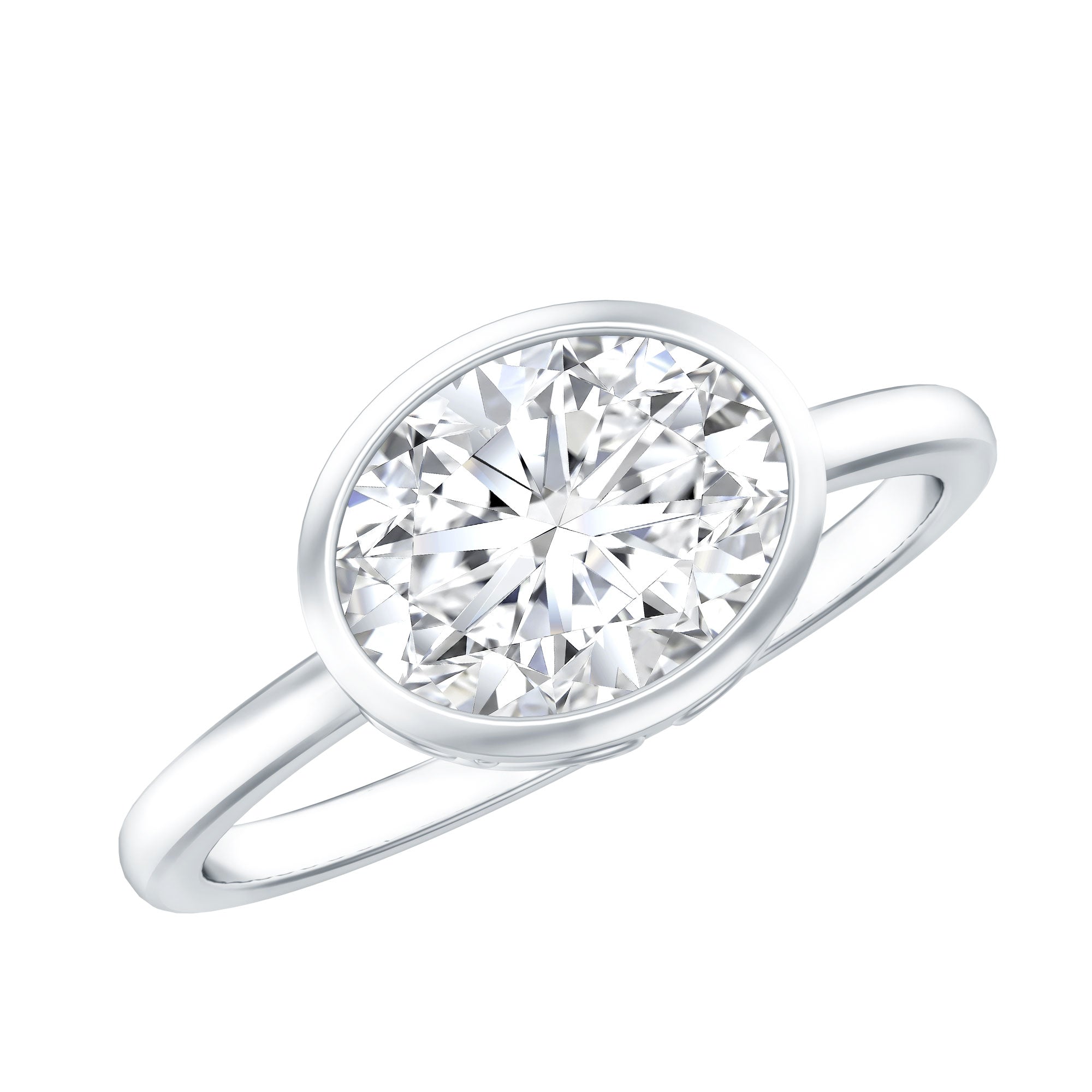 Certified 7X9 MM Oval Moissanite East West Engagement Ring