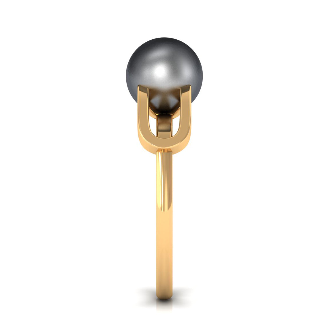 Split Shank Tahitian Pearl Solitaire Engagement Ring with Diamond AAA - Rosec Jewels