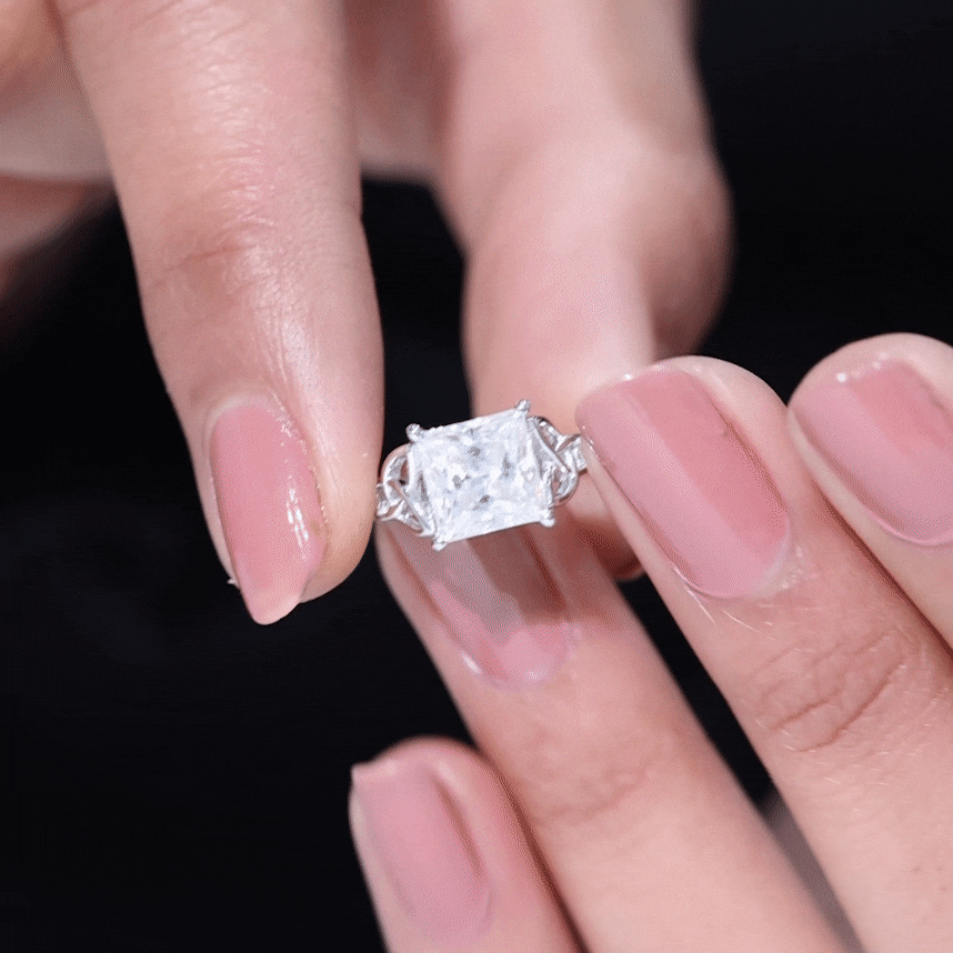 3 Carat Princess Cut Moissanite Solitaire Engagement Celtic Ring D-VS1 - Rosec Jewels