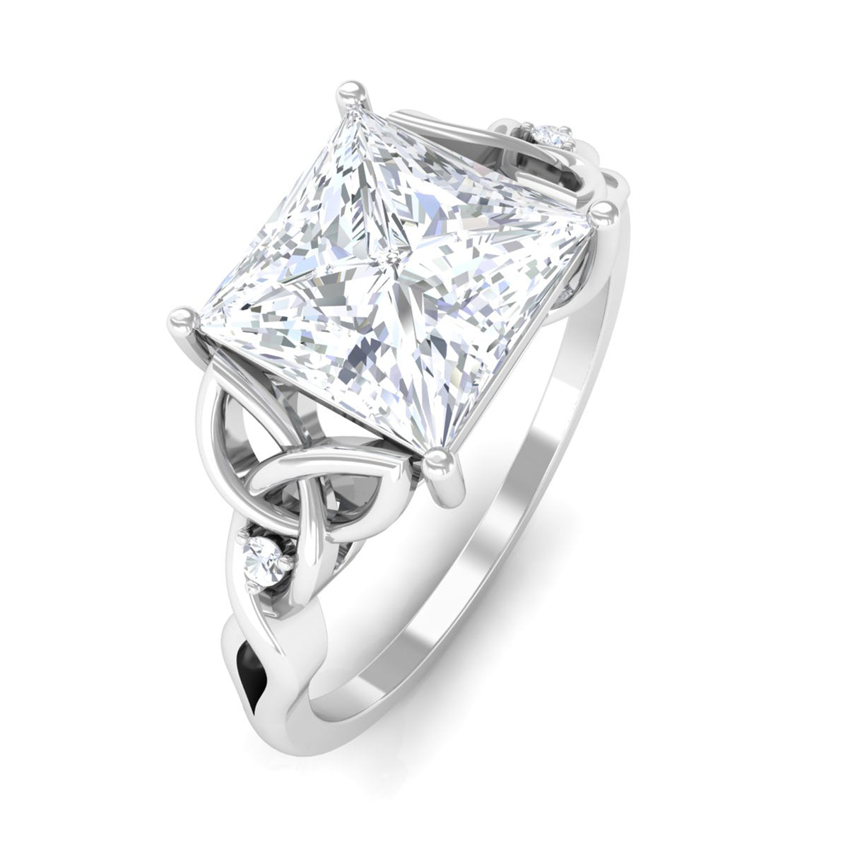3 Carat Princess Cut Moissanite Solitaire Engagement Celtic Ring D-VS1 - Rosec Jewels