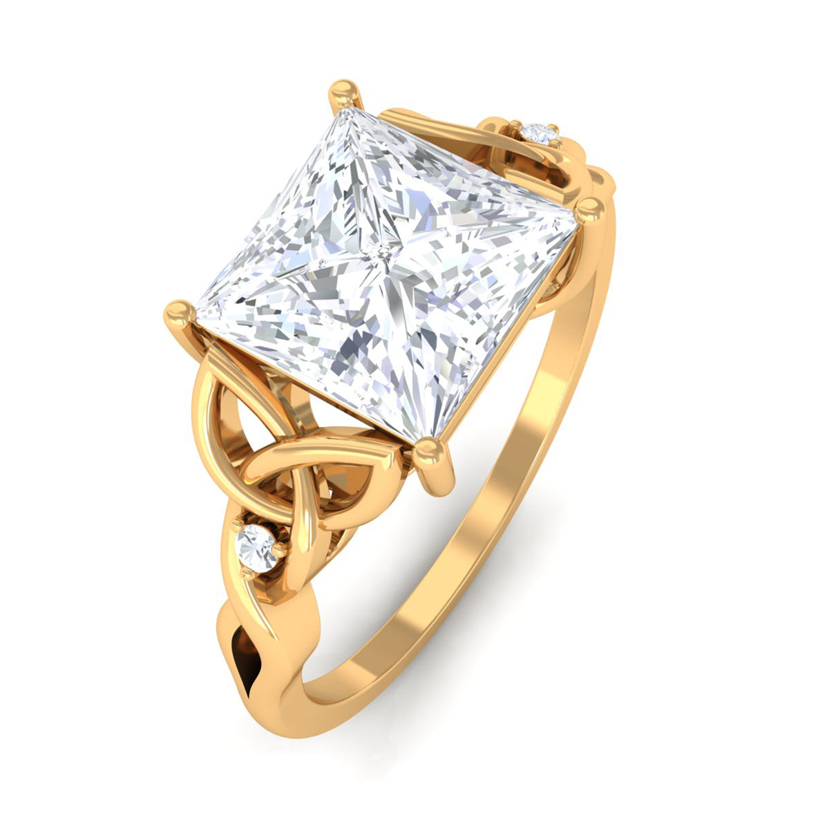 3 Carat Princess Cut Moissanite Solitaire Engagement Celtic Ring D-VS1 - Rosec Jewels