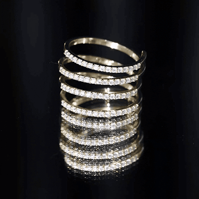 Certified Moissanite Spiral Wrap Ring D-VS1 - Rosec Jewels