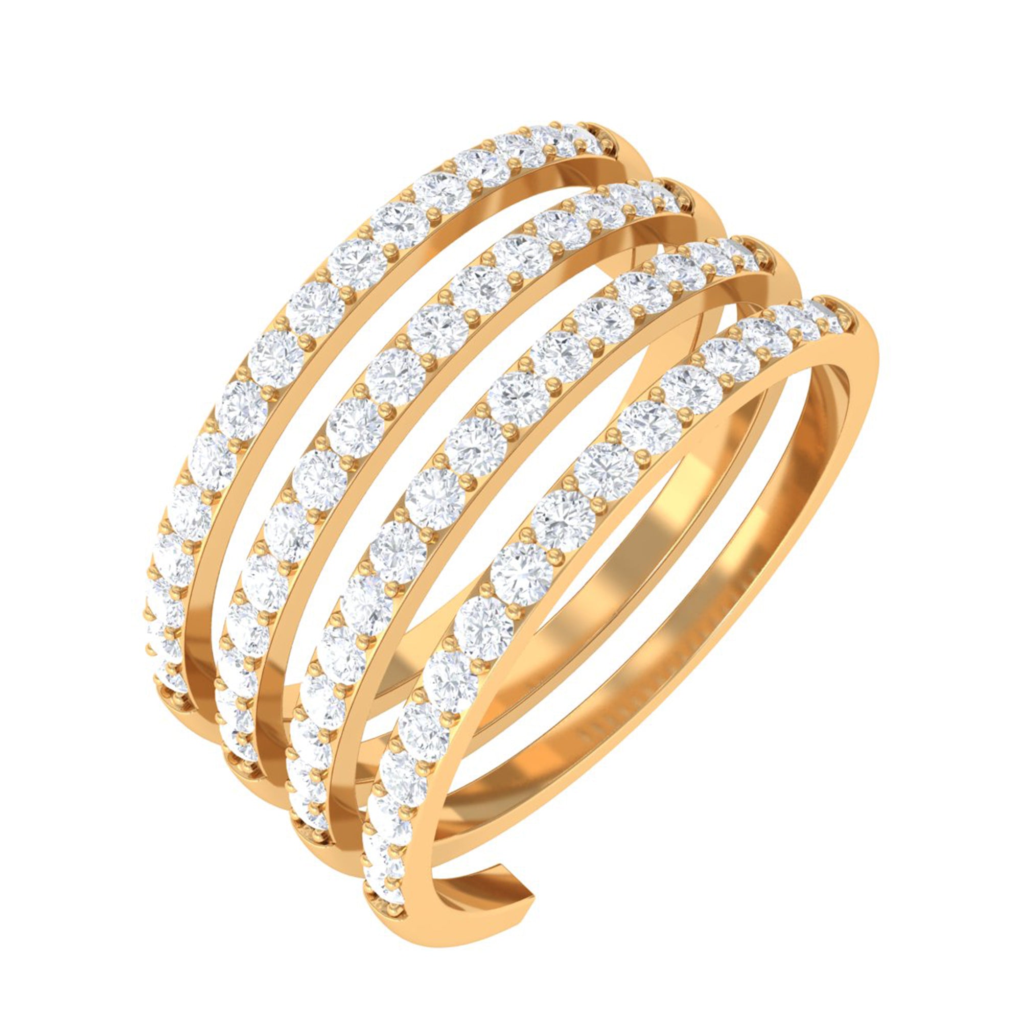 Certified Moissanite Spiral Wrap Ring D-VS1 - Rosec Jewels