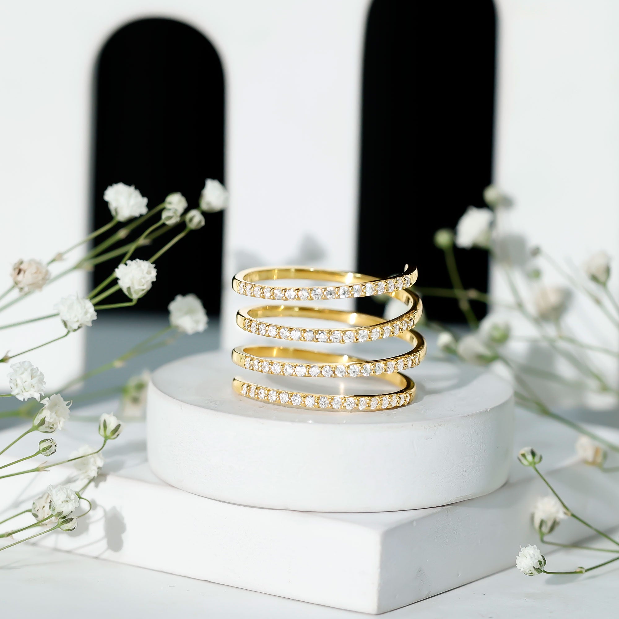 Certified Moissanite Spiral Wrap Ring D-VS1 - Rosec Jewels