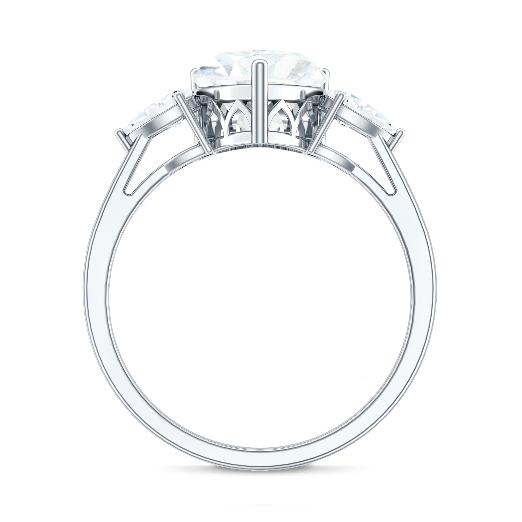 Rosec Jewels-2 Carat Lab Grown Diamond Heart Engagement Ring with Side Stones