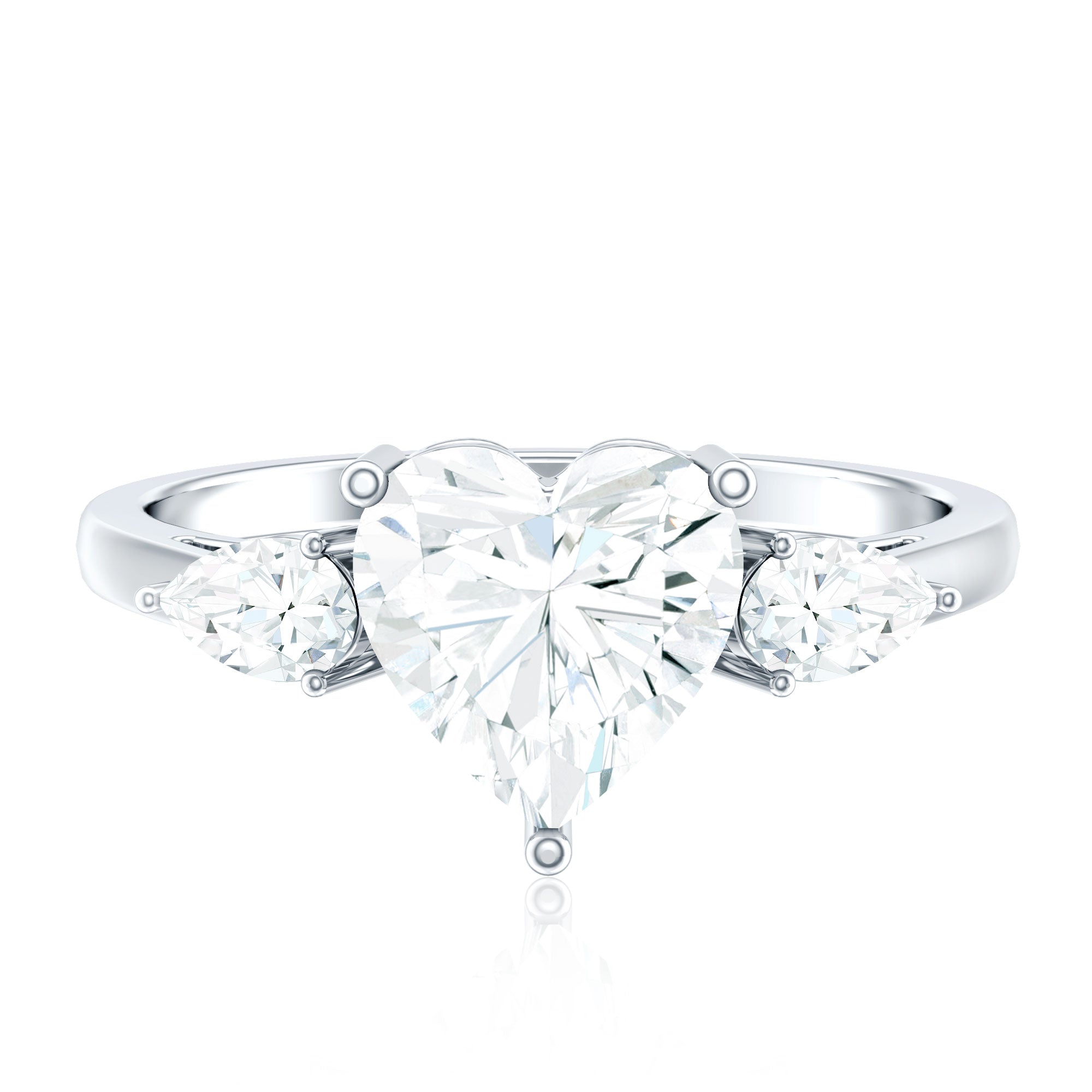 Rosec Jewels-2 Carat Lab Grown Diamond Heart Engagement Ring with Side Stones