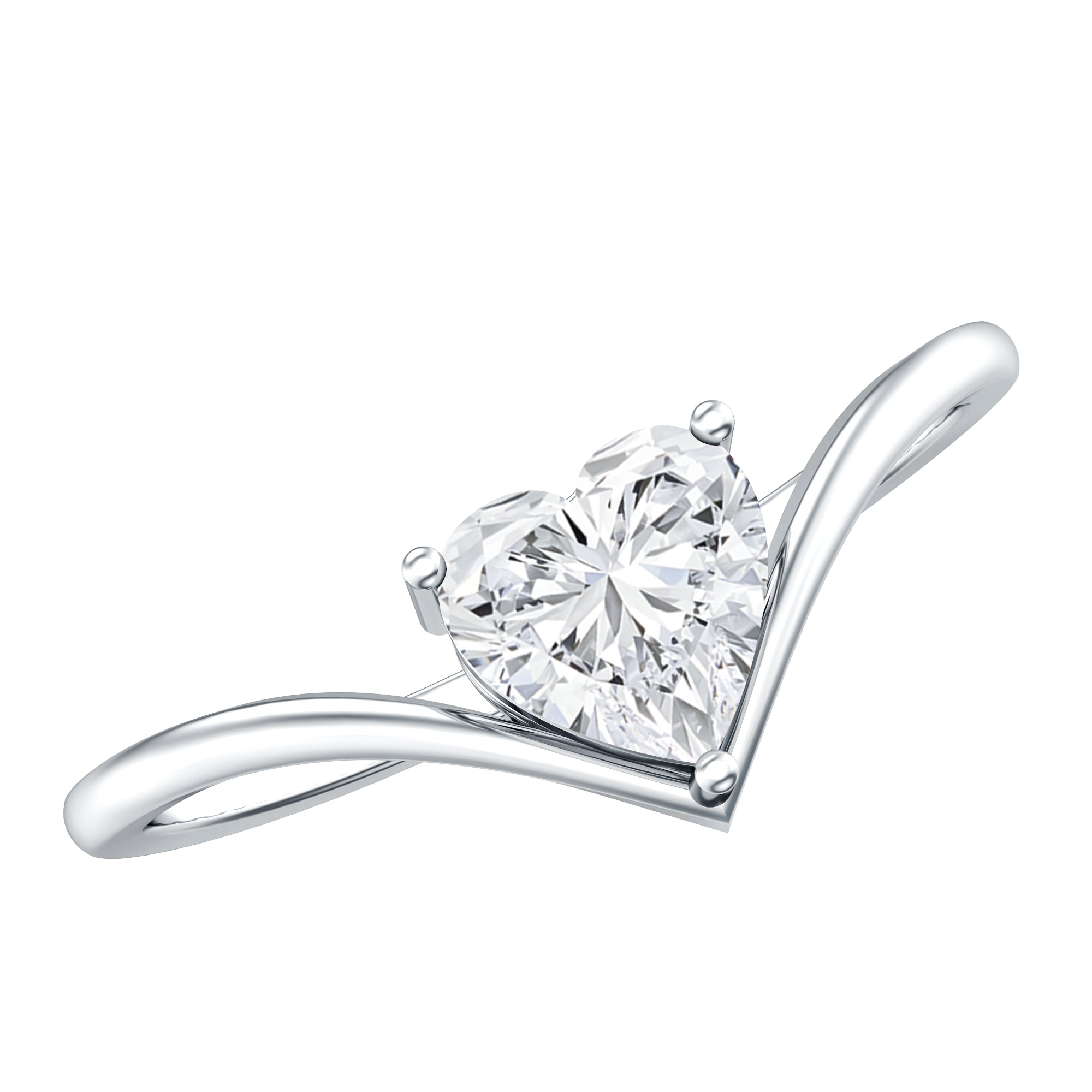 0.75 Carat Heart Shape Lab Grown Diamond Chevron Engagement Ring