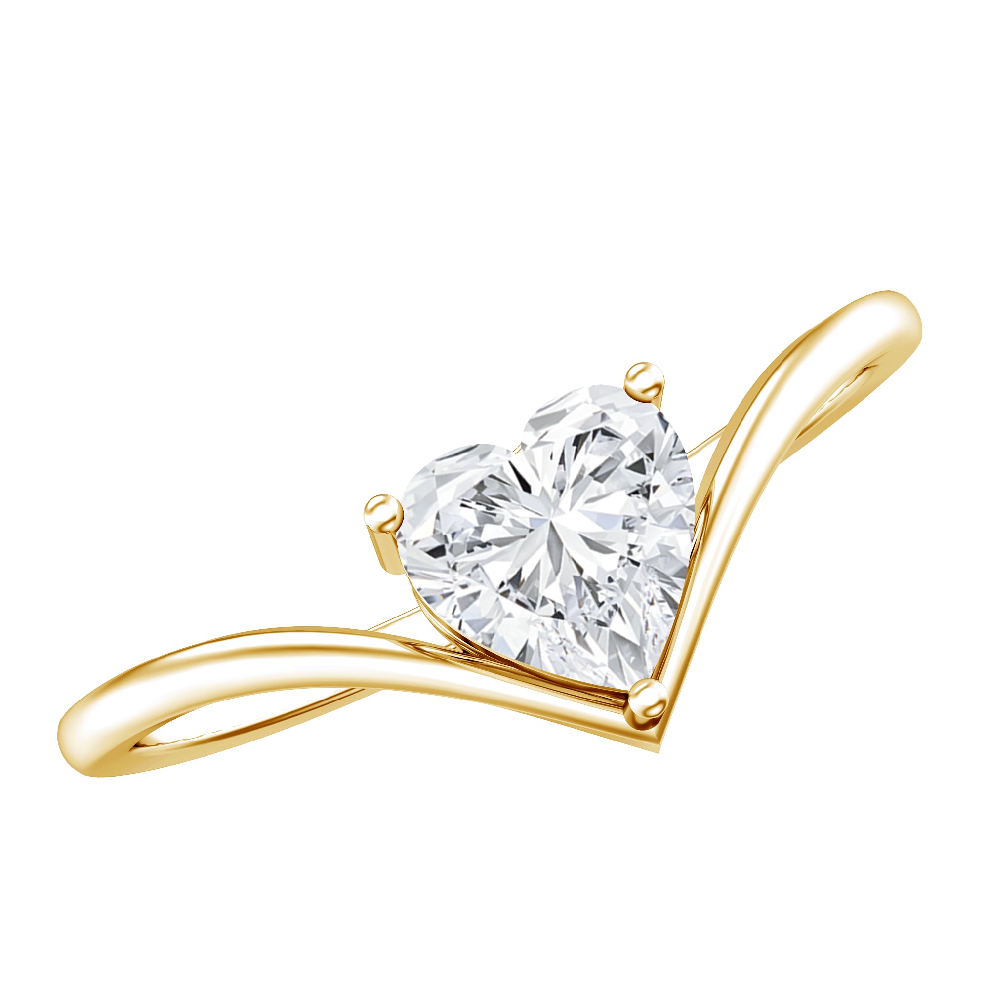 0.75 Carat Heart Shape Lab Grown Diamond Chevron Engagement Ring Lab - ( EF-VS ) - Rosec Jewels