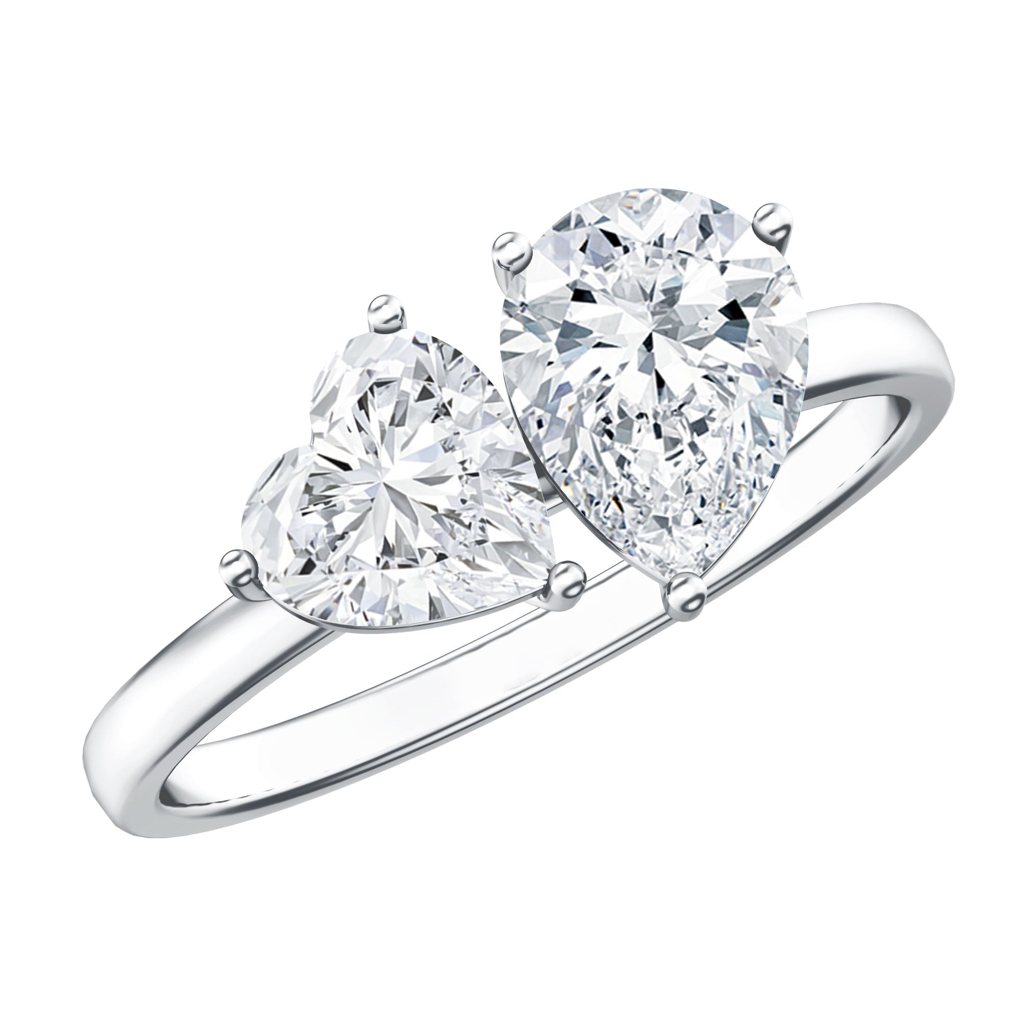 Heart and Pear Shape Lab Grown Diamond Toi Et Moi Engagement Ring