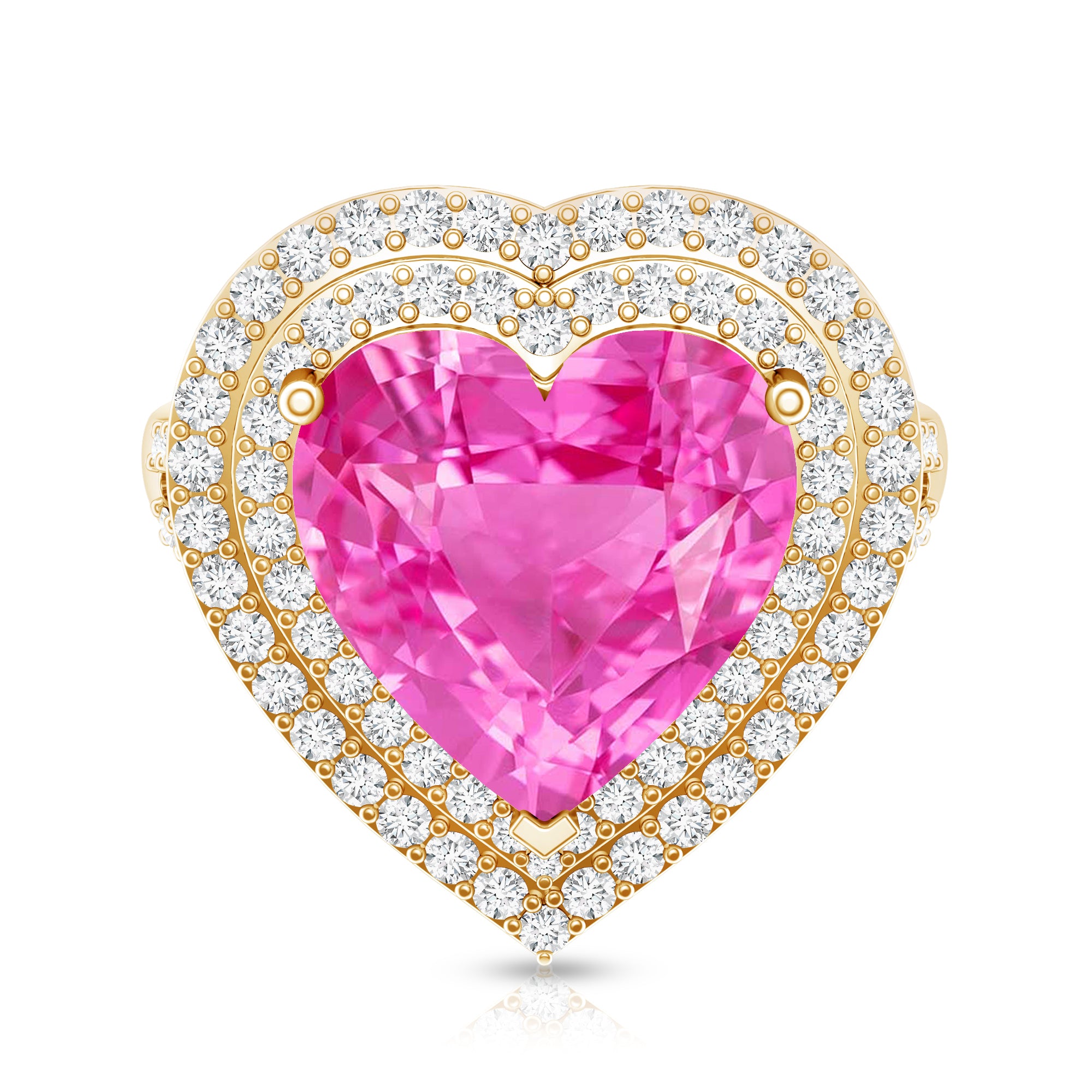 Rosec Jewels-Certified 5.5 Carat Lab Grown Pink Sapphire and Diamond Heart Engagement Ring
