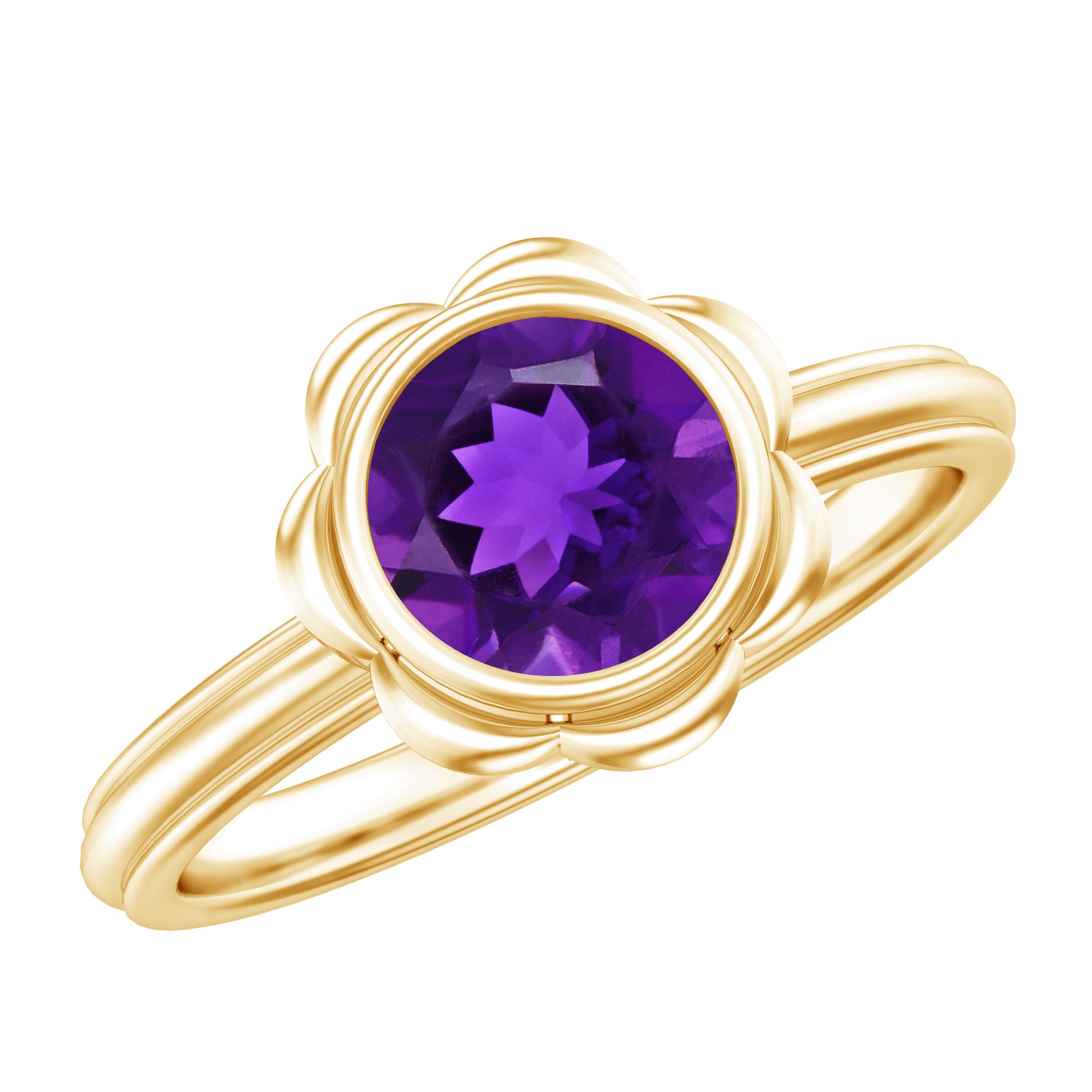 Rosec Jewels-1 Carat Amethyst Engagement Ring in Bezel Setting