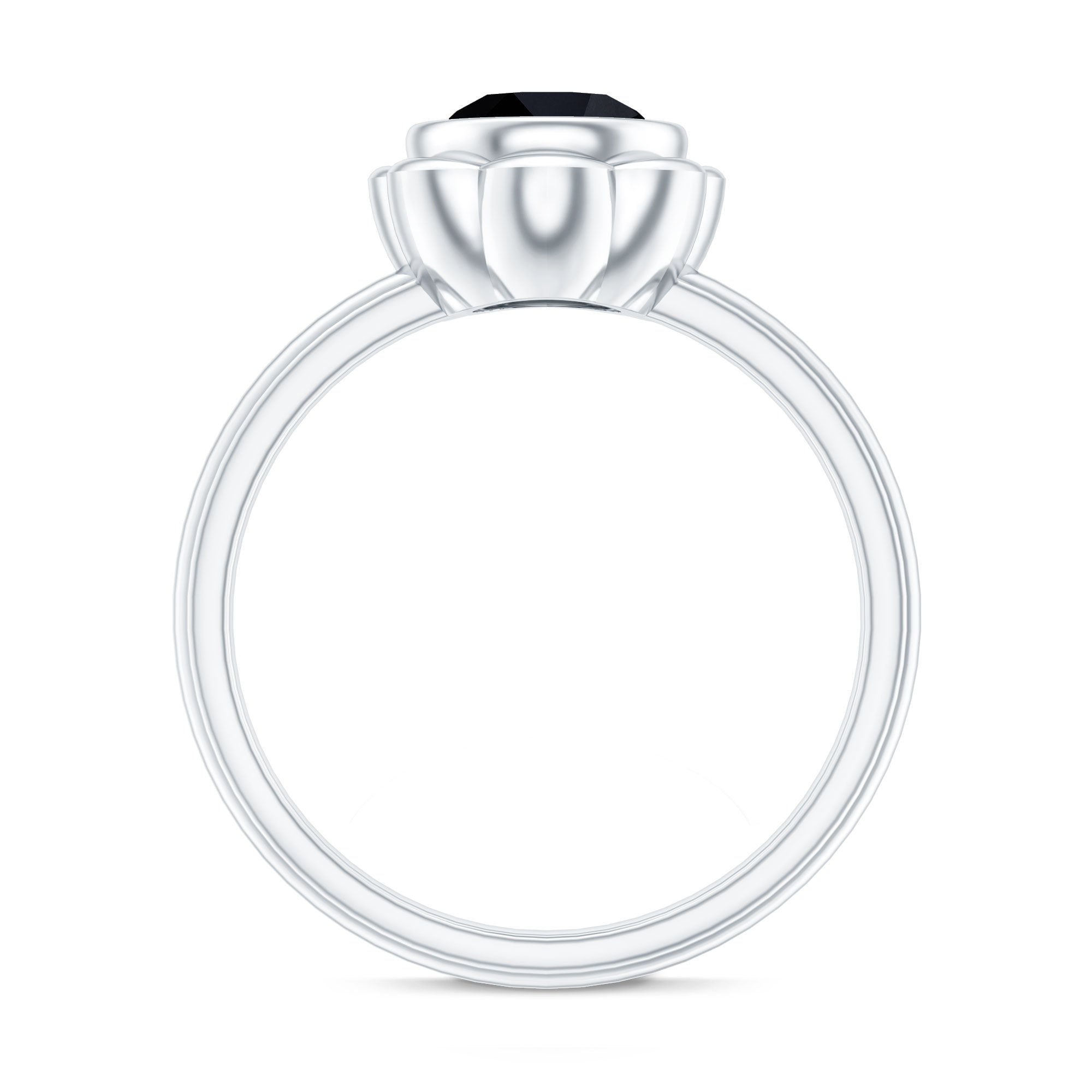 Rosec Jewels-1.2 Carat Black Onyx Bezel Set Engagement Ring