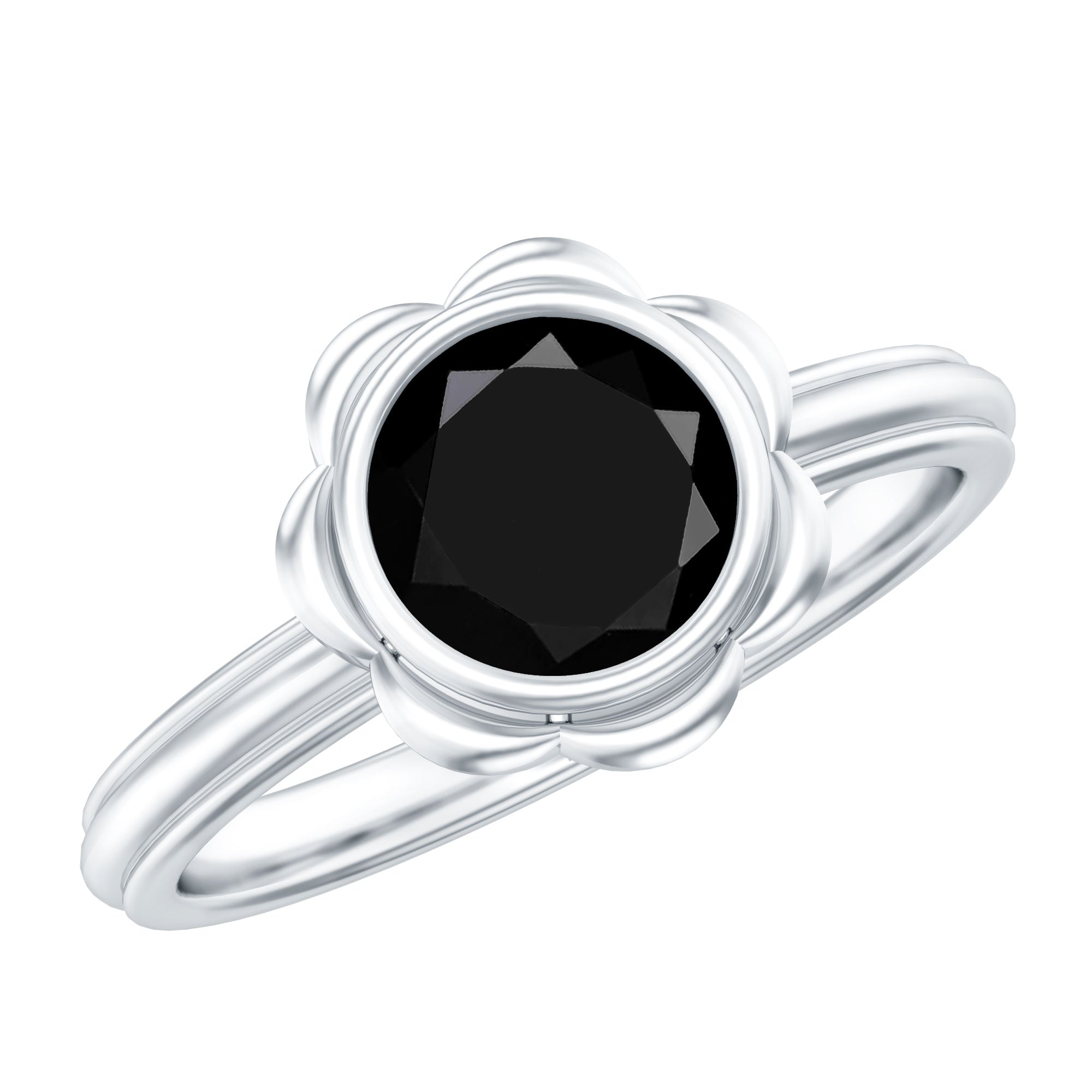 Rosec Jewels-1.5 Carat Lab Grown Black Diamond Flower Engagement Ring