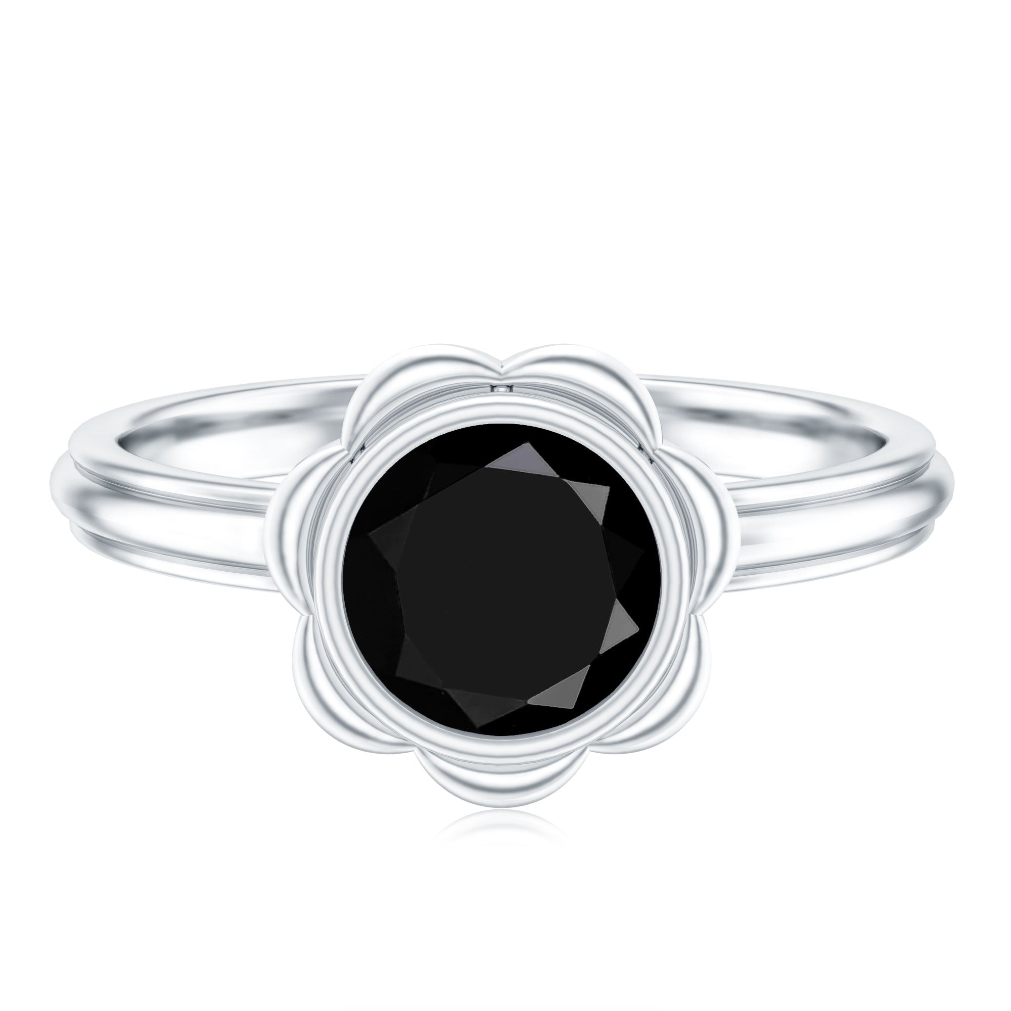 Rosec Jewels-1.5 Carat Lab Grown Black Diamond Flower Engagement Ring