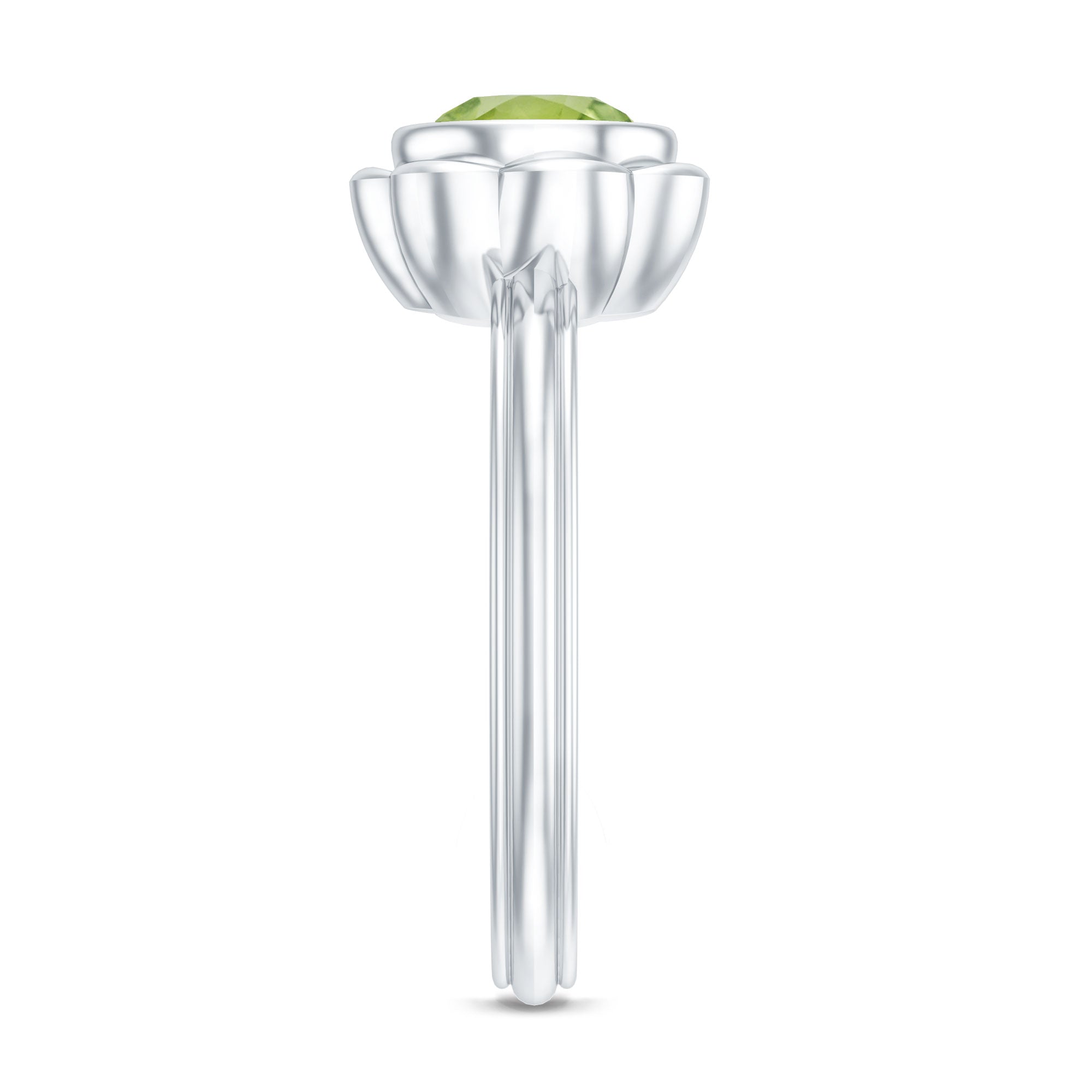 Rosec Jewels-Bezel Set 1.2 Carat Peridot Engagement Ring for Women