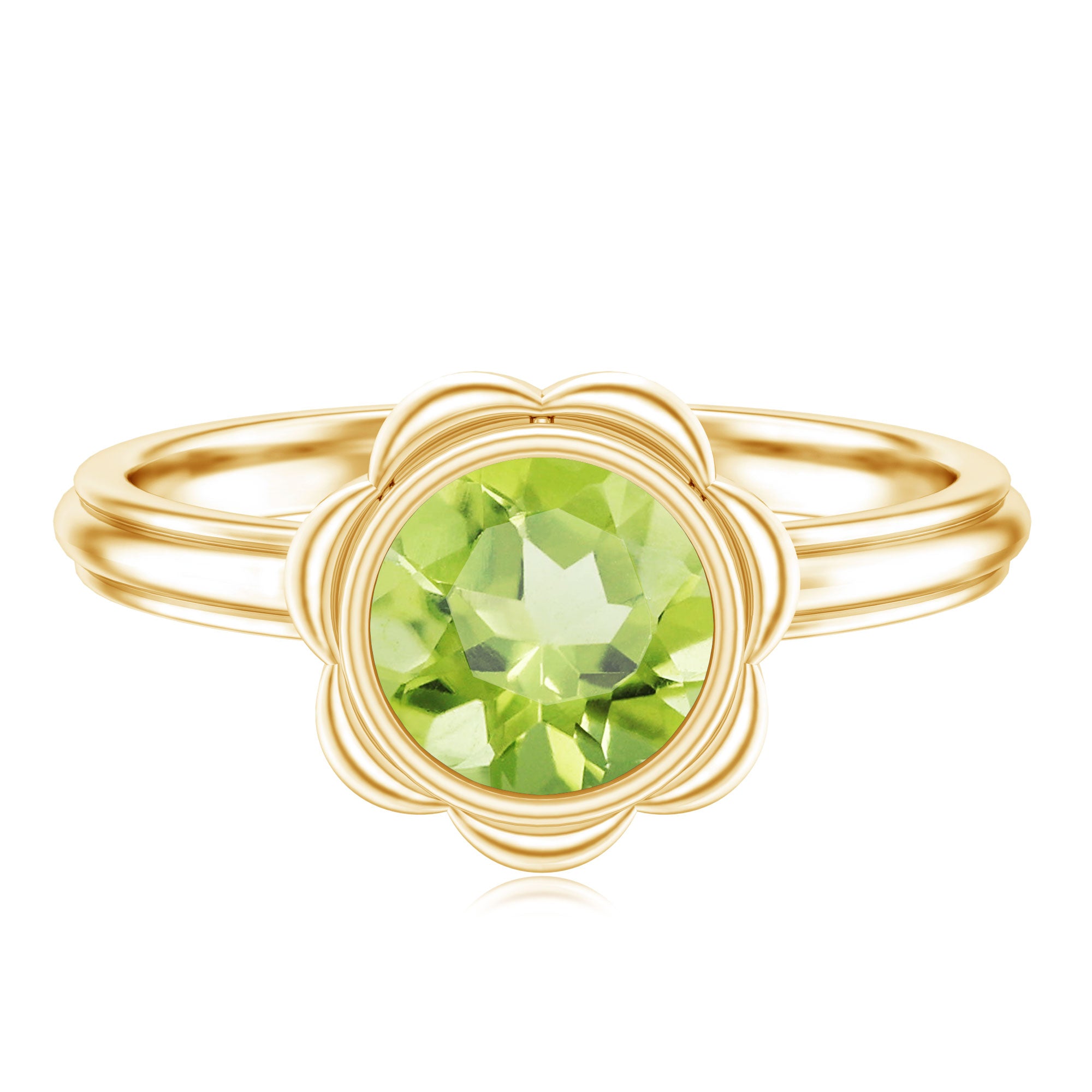 Rosec Jewels-Bezel Set 1.2 Carat Peridot Engagement Ring for Women
