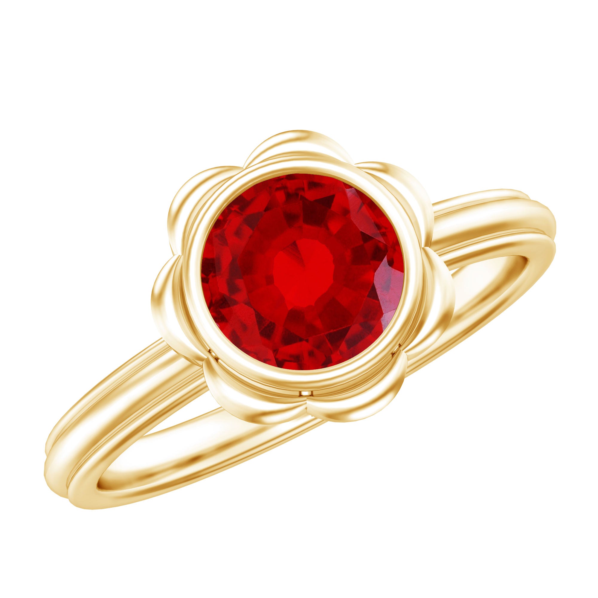 Rosec Jewels-1.3 Carat Lab Grown Ruby Flower Engagement Ring
