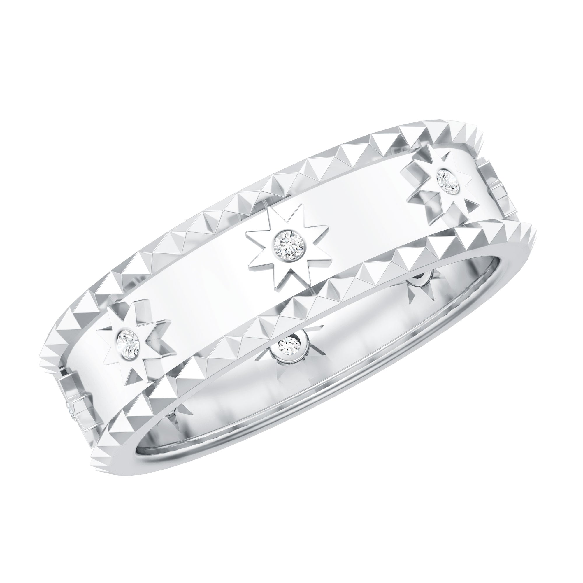 Vintage Inspired Lab Grown Diamond Starburst Wedding Band Lab - ( EF-VS ) - Rosec Jewels