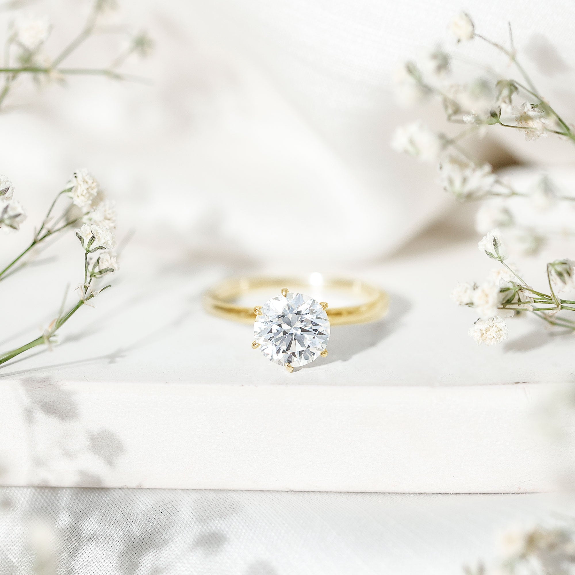 2 Carat Lab Grown Diamond Solitaire Engagement Ring with Hidden Halo Lab - ( EF-VS ) - Rosec Jewels