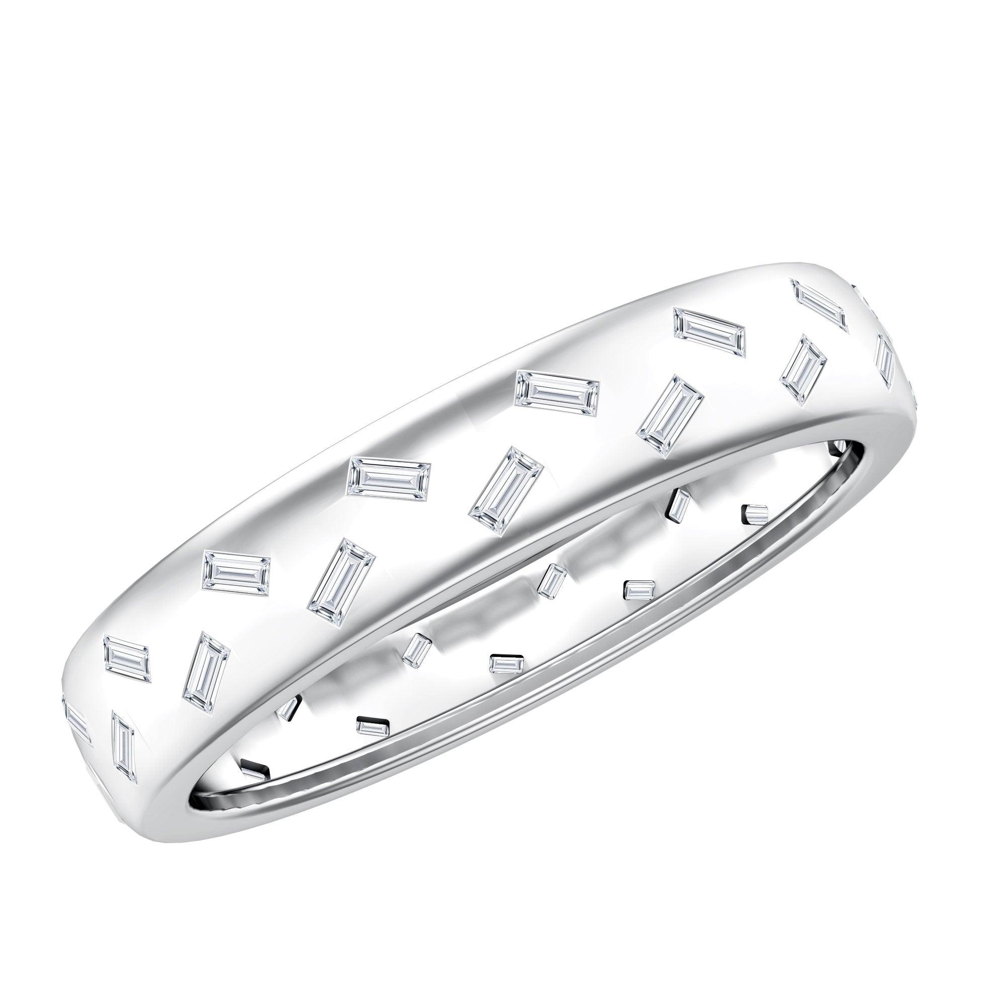 Rosec Jewels-Baguette Cut Lab Grown Diamond Wedding Band With Certificate