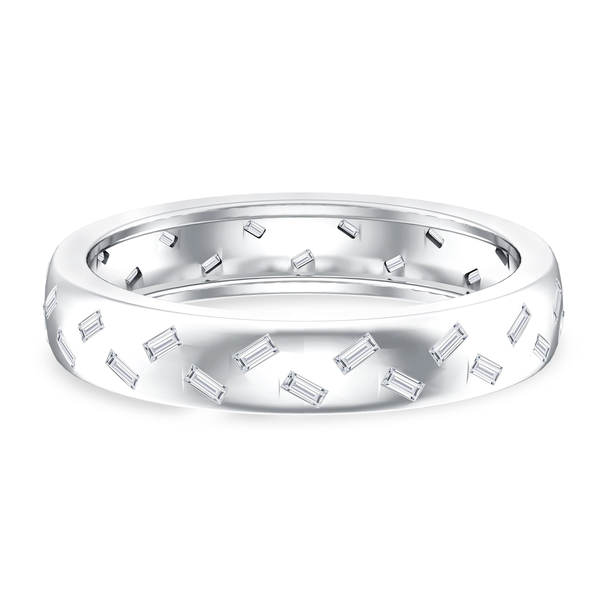 Rosec Jewels-Baguette Cut Lab Grown Diamond Wedding Band With Certificate